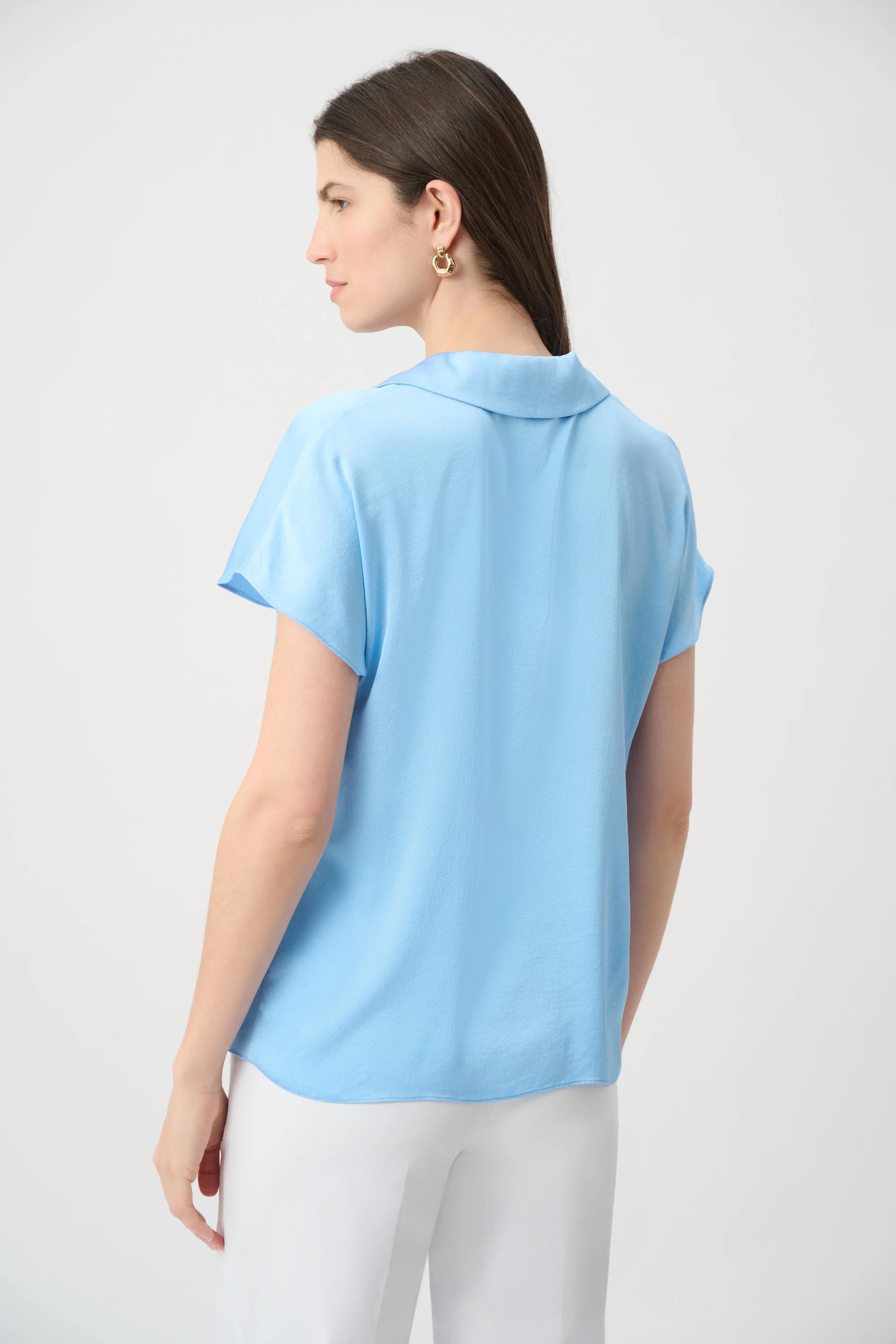 Joseph Ribkoff Satin Boxy Top With Shirt Collar Style 261191 - Image 8