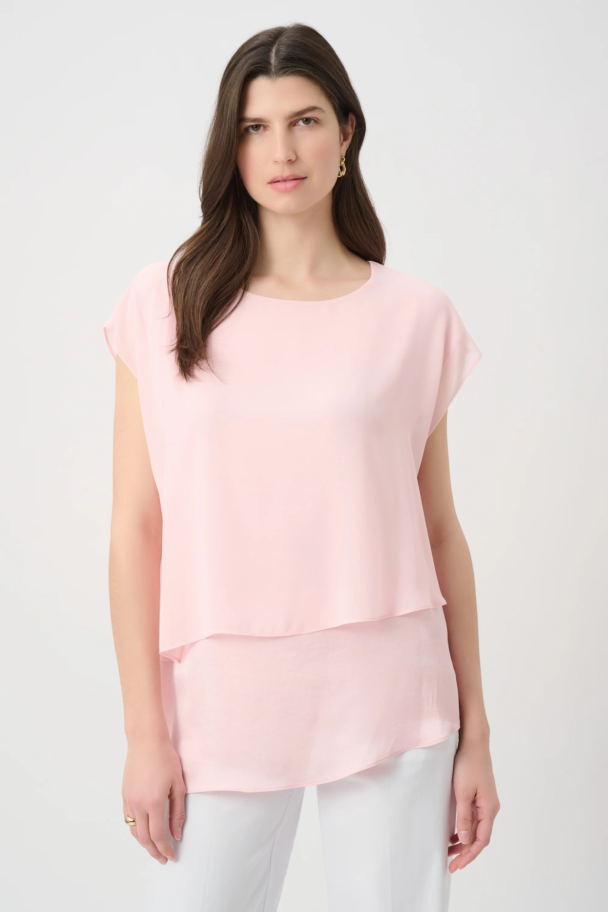 Joseph Ribkoff Satin & Chiffon Asymmetrical Tunic Style 261028