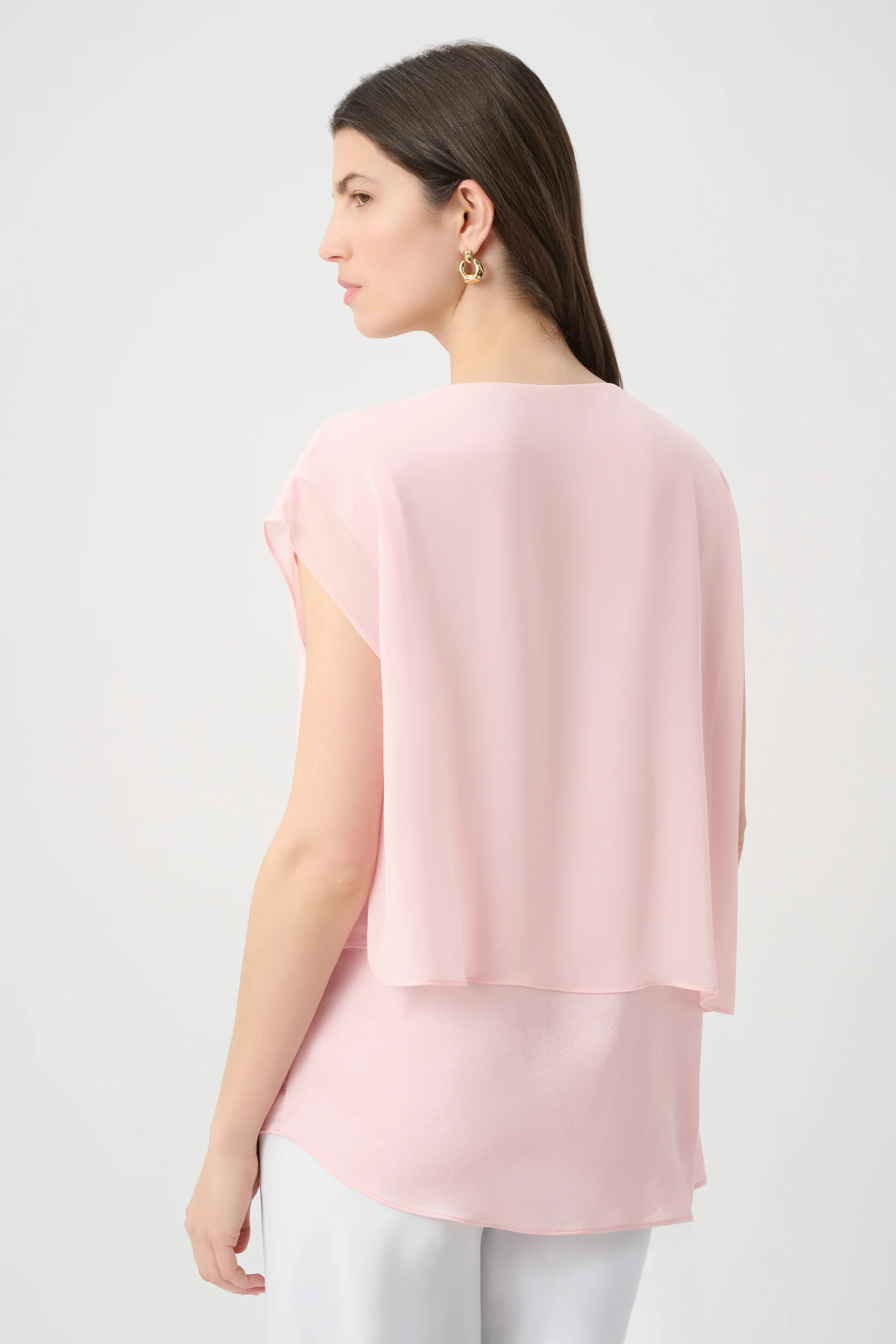 Joseph Ribkoff Satin & Chiffon Asymmetrical Tunic Style 261028 - Image 2