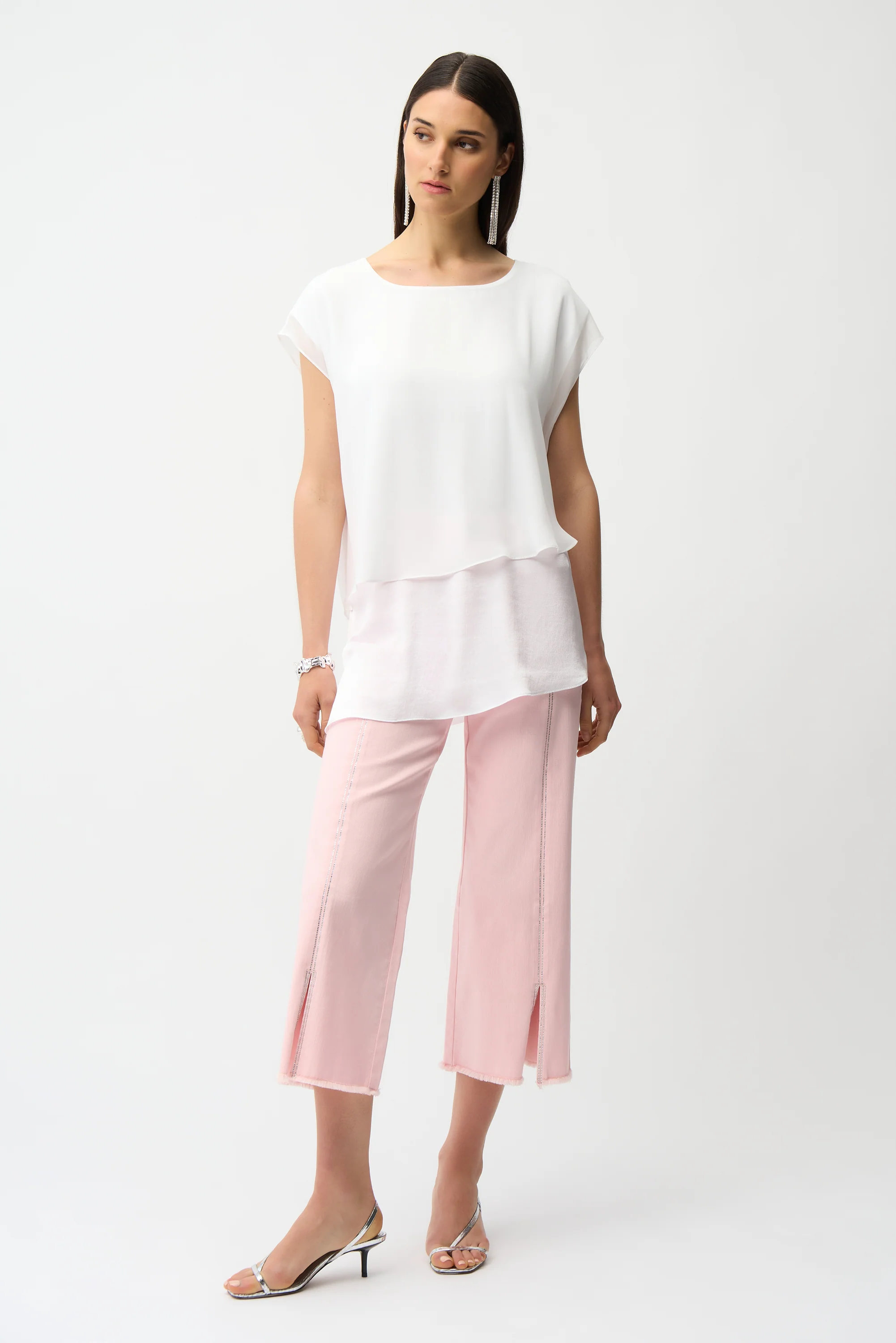 Joseph Ribkoff Satin & Chiffon Asymmetrical Tunic Style 261028 - Image 4