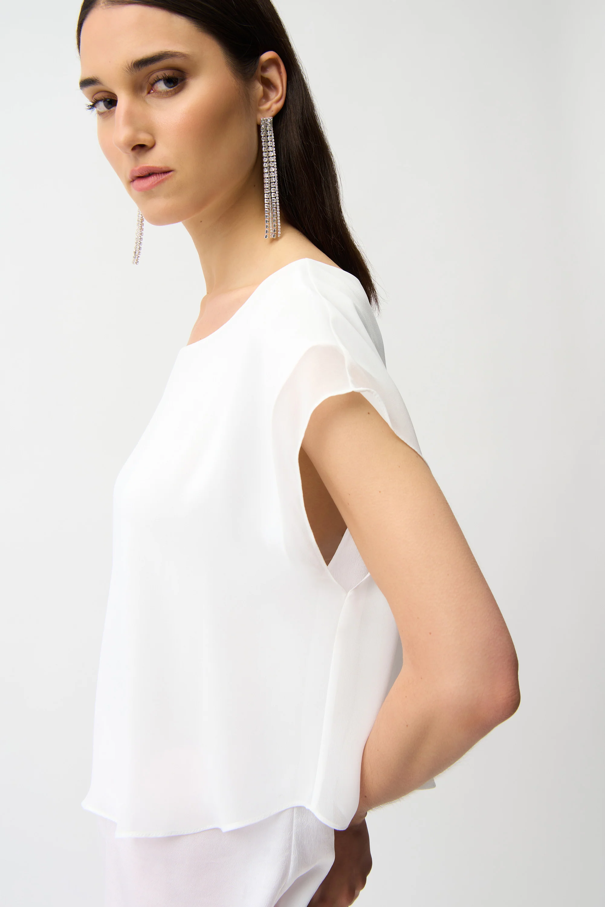 Joseph Ribkoff Satin & Chiffon Asymmetrical Tunic Style 261028 - Image 5