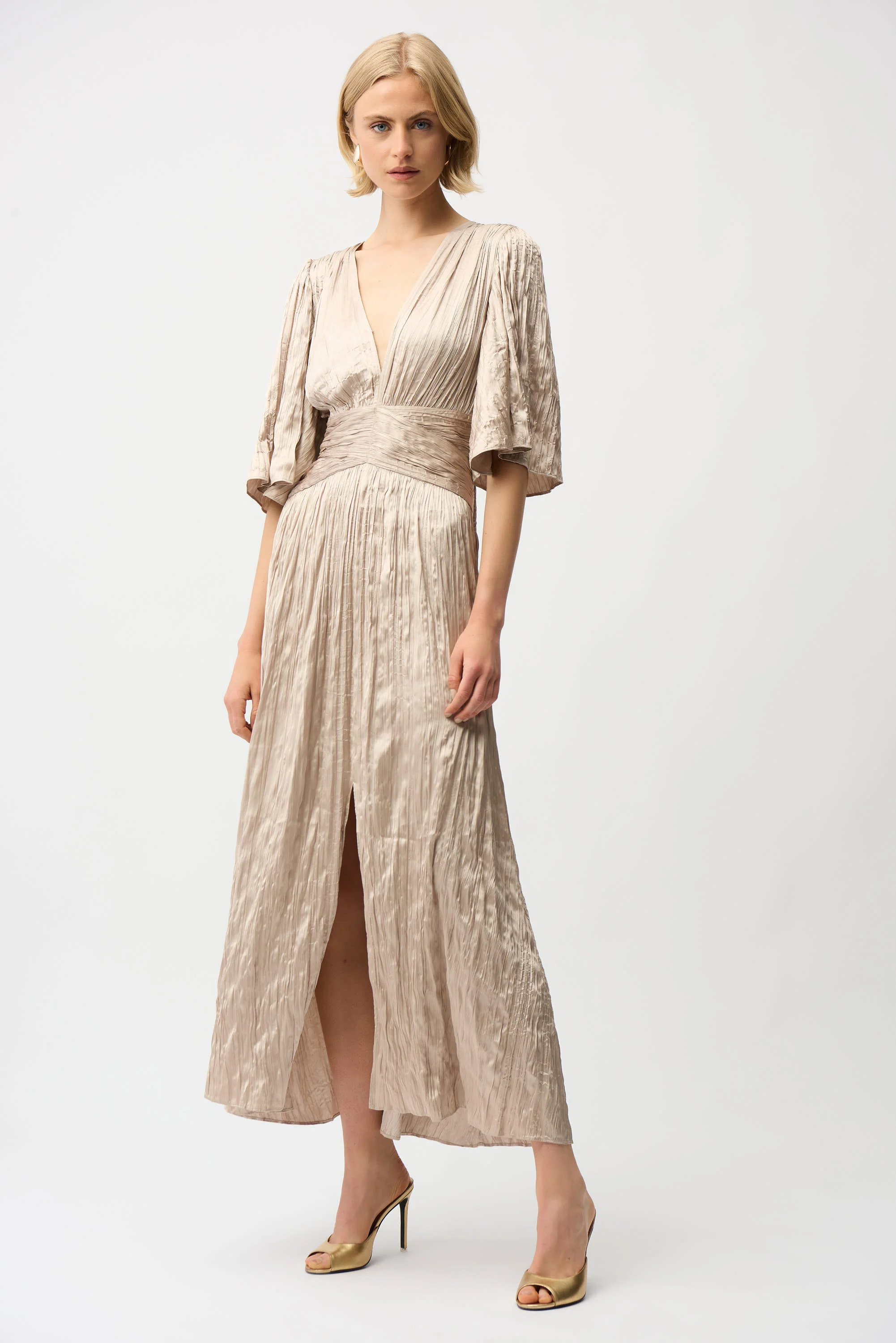 Joseph Ribkoff Fit & Flare Pleated Dress with Knot Waist Detail Style 261962