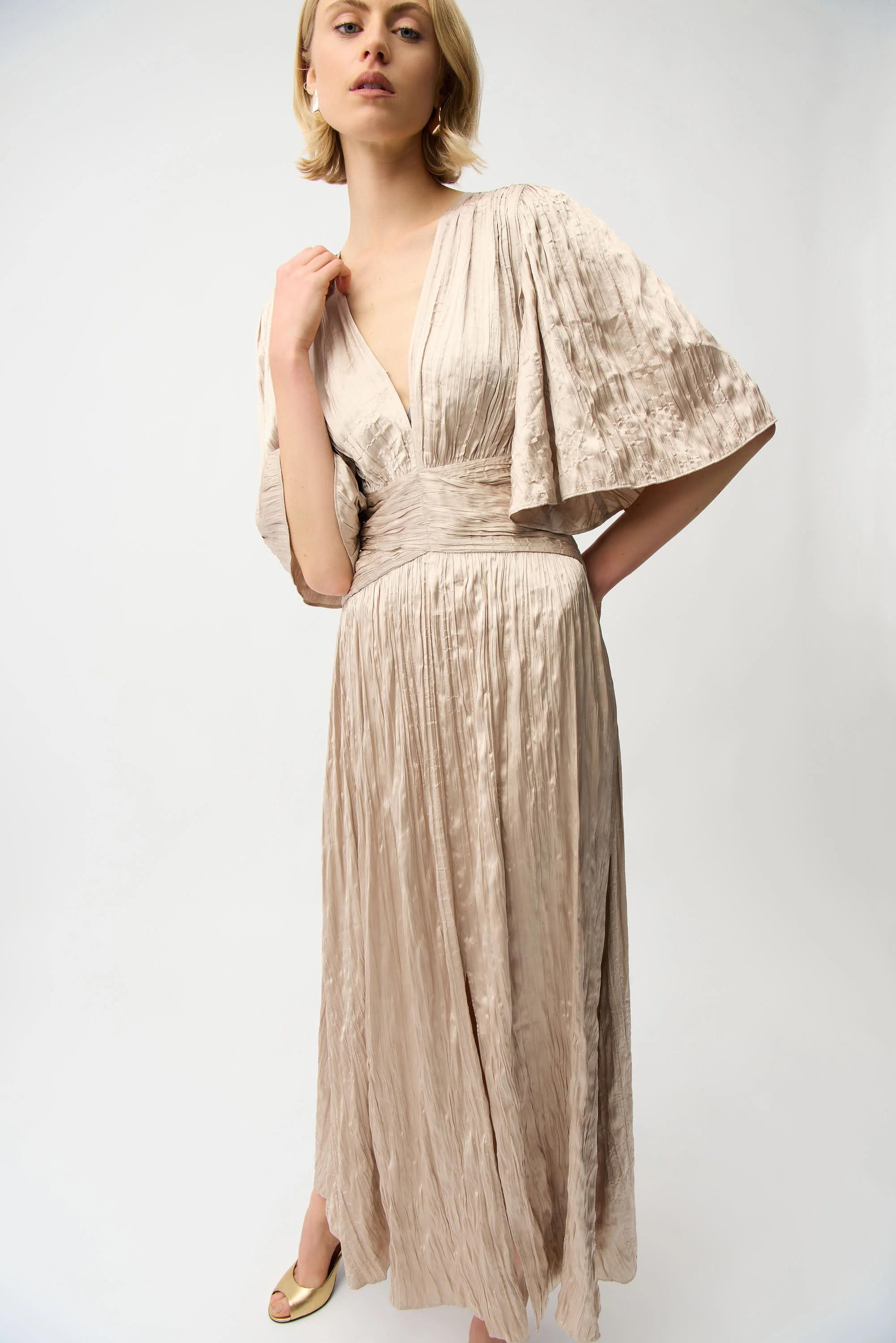Joseph Ribkoff Fit & Flare Pleated Dress with Knot Waist Detail Style 261962 - Image 2