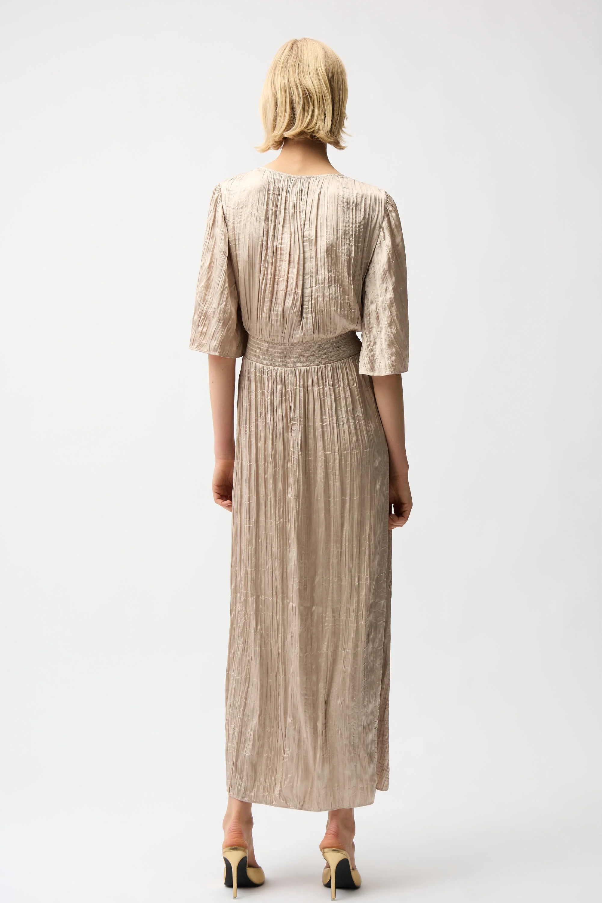 Joseph Ribkoff Fit & Flare Pleated Dress with Knot Waist Detail Style 261962 - Image 3