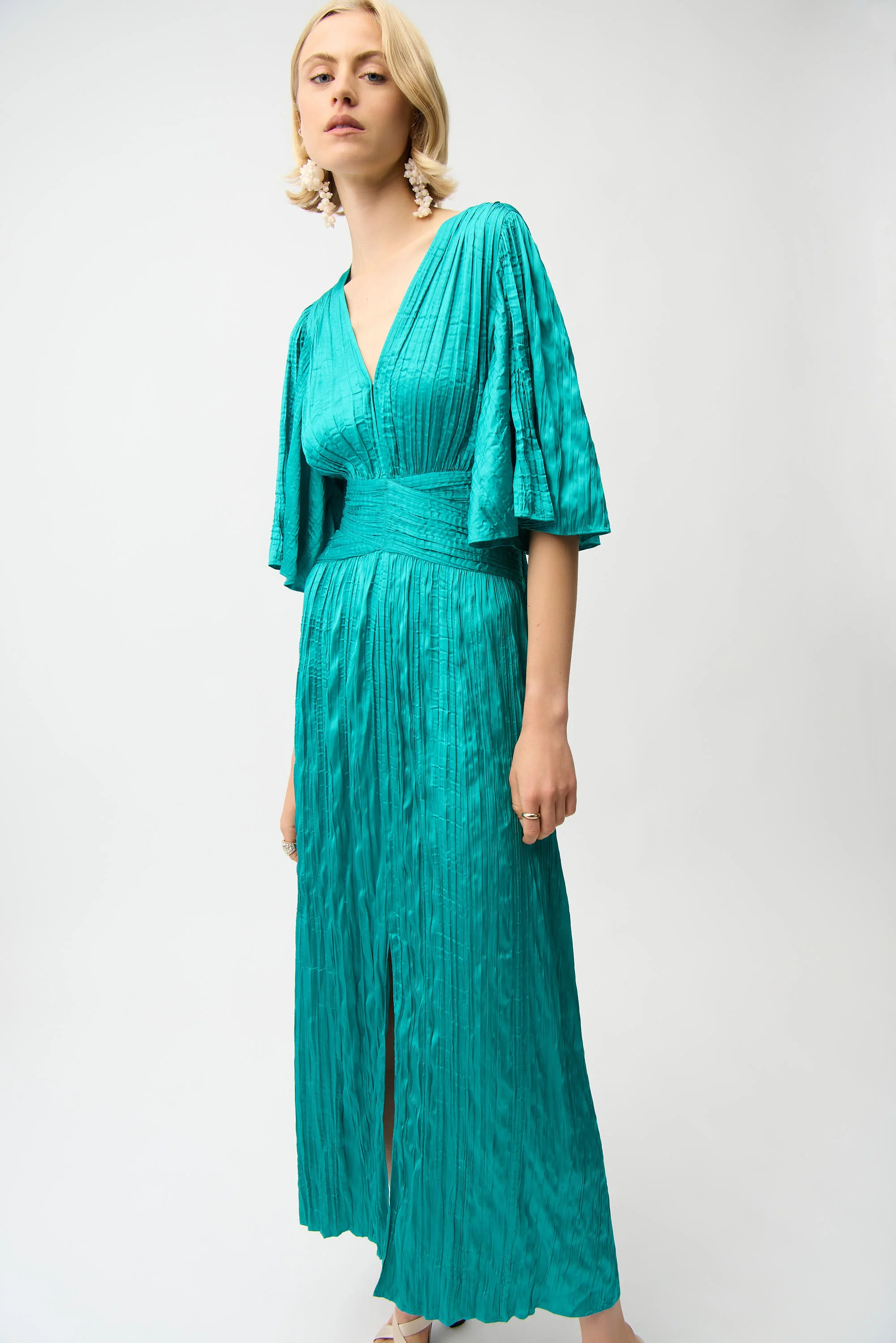 Joseph Ribkoff Fit & Flare Pleated Dress with Knot Waist Detail Style 261962 - Image 5