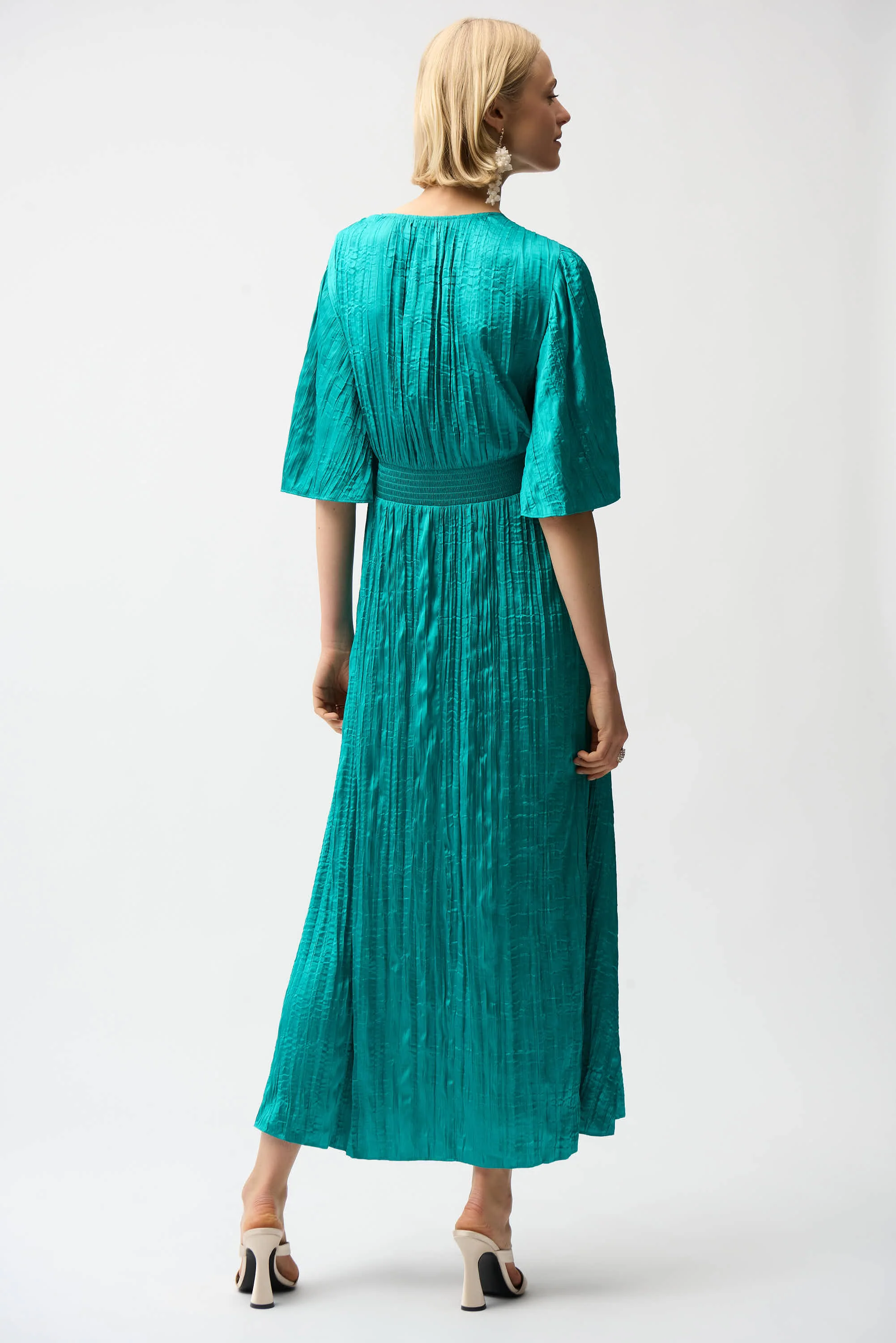 Joseph Ribkoff Fit & Flare Pleated Dress with Knot Waist Detail Style 261962 - Image 6