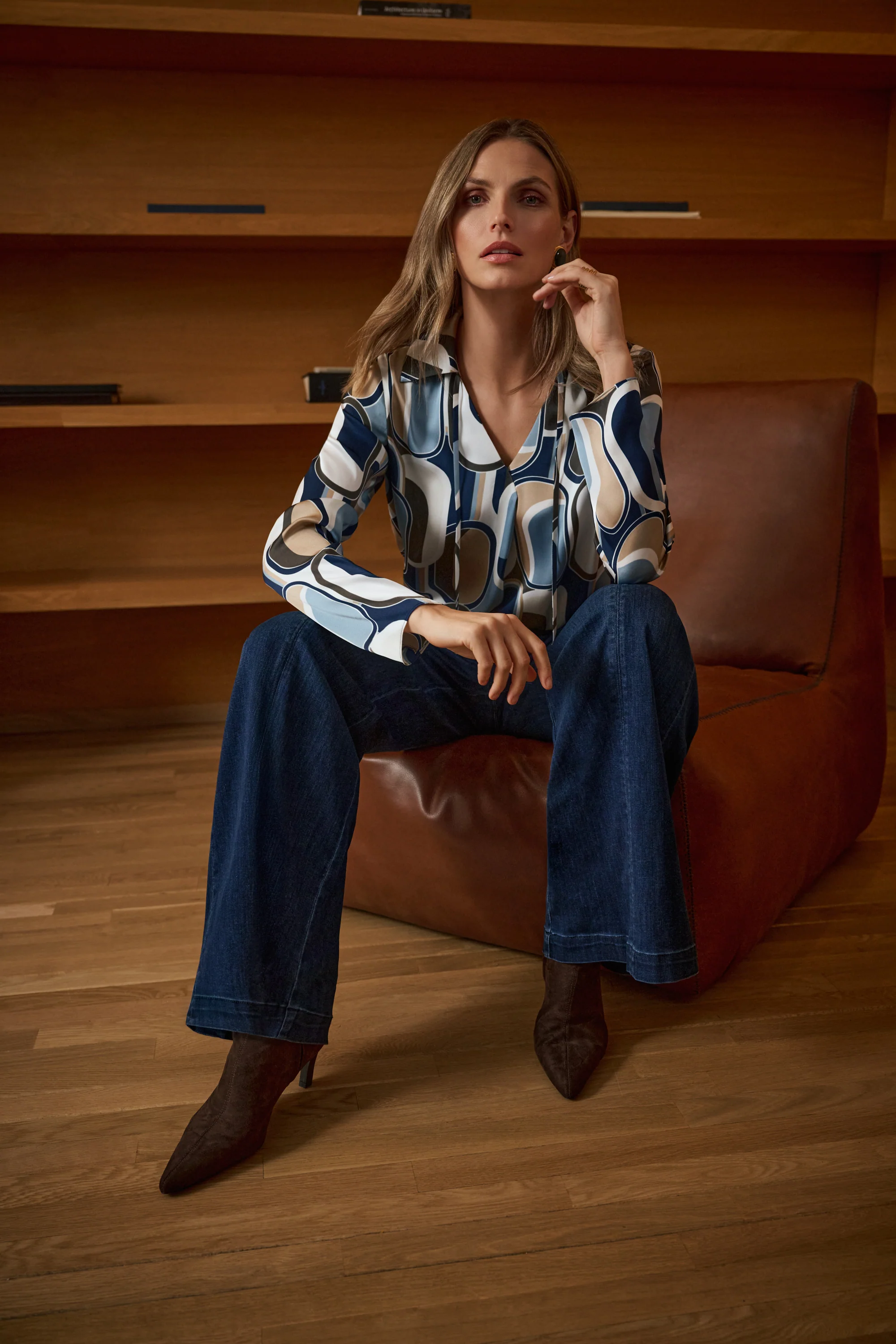 Joseph Ribkoff Satin Geometric Top Style 263071 - Image 2