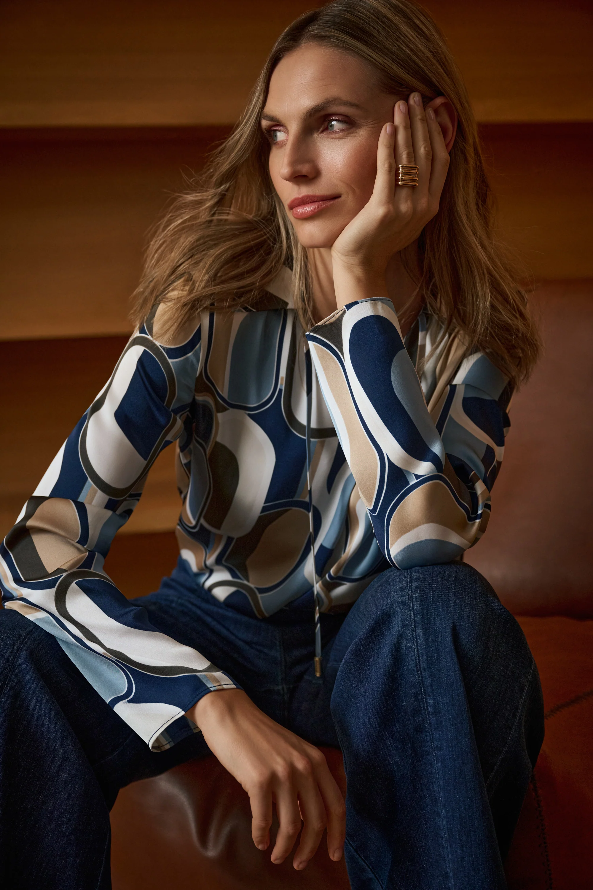 Joseph Ribkoff Satin Geometric Top Style 263071 - Image 4