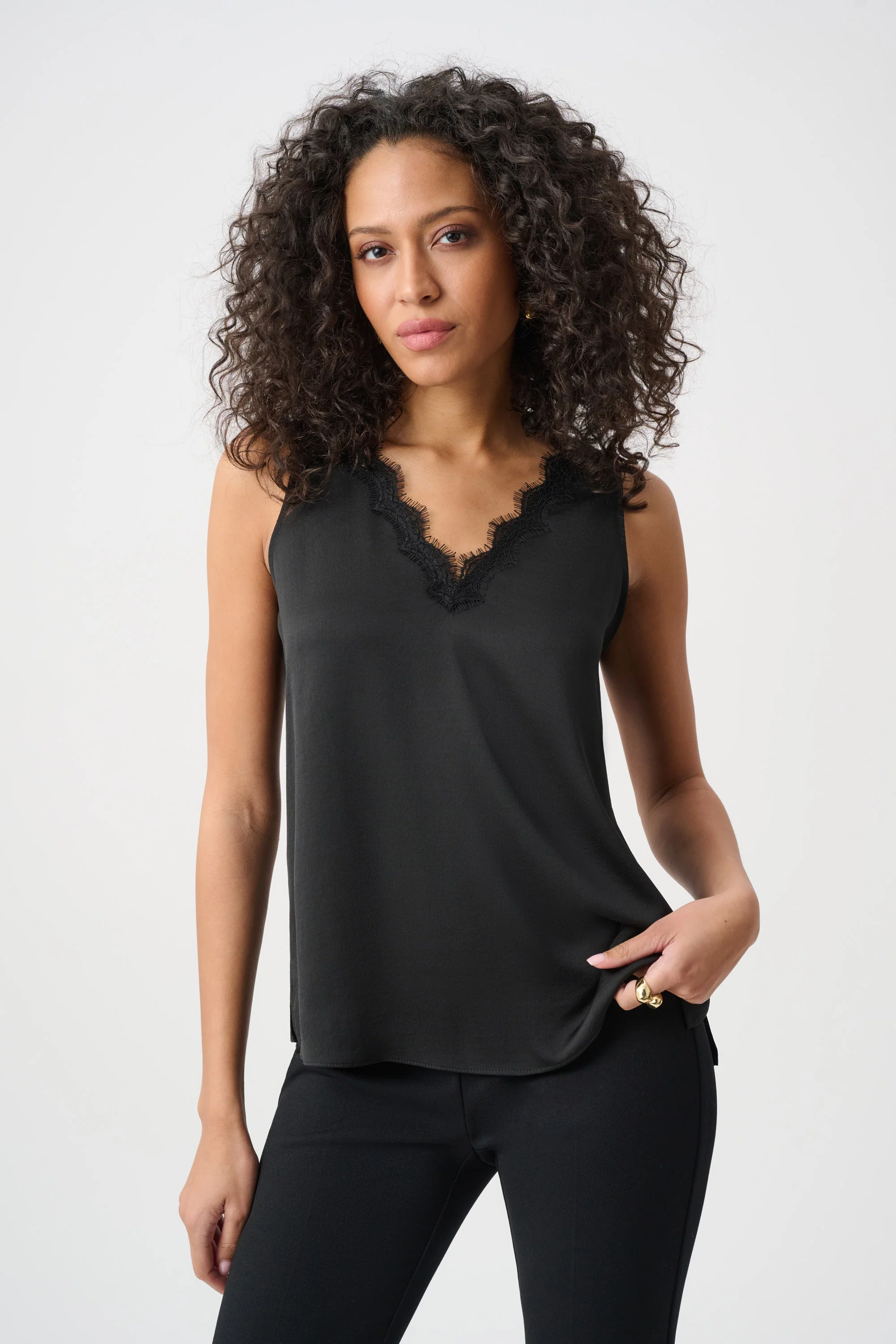 Joseph Ribkoff Satin Sleeveless V-Neck Top Style 263235 - Image 5