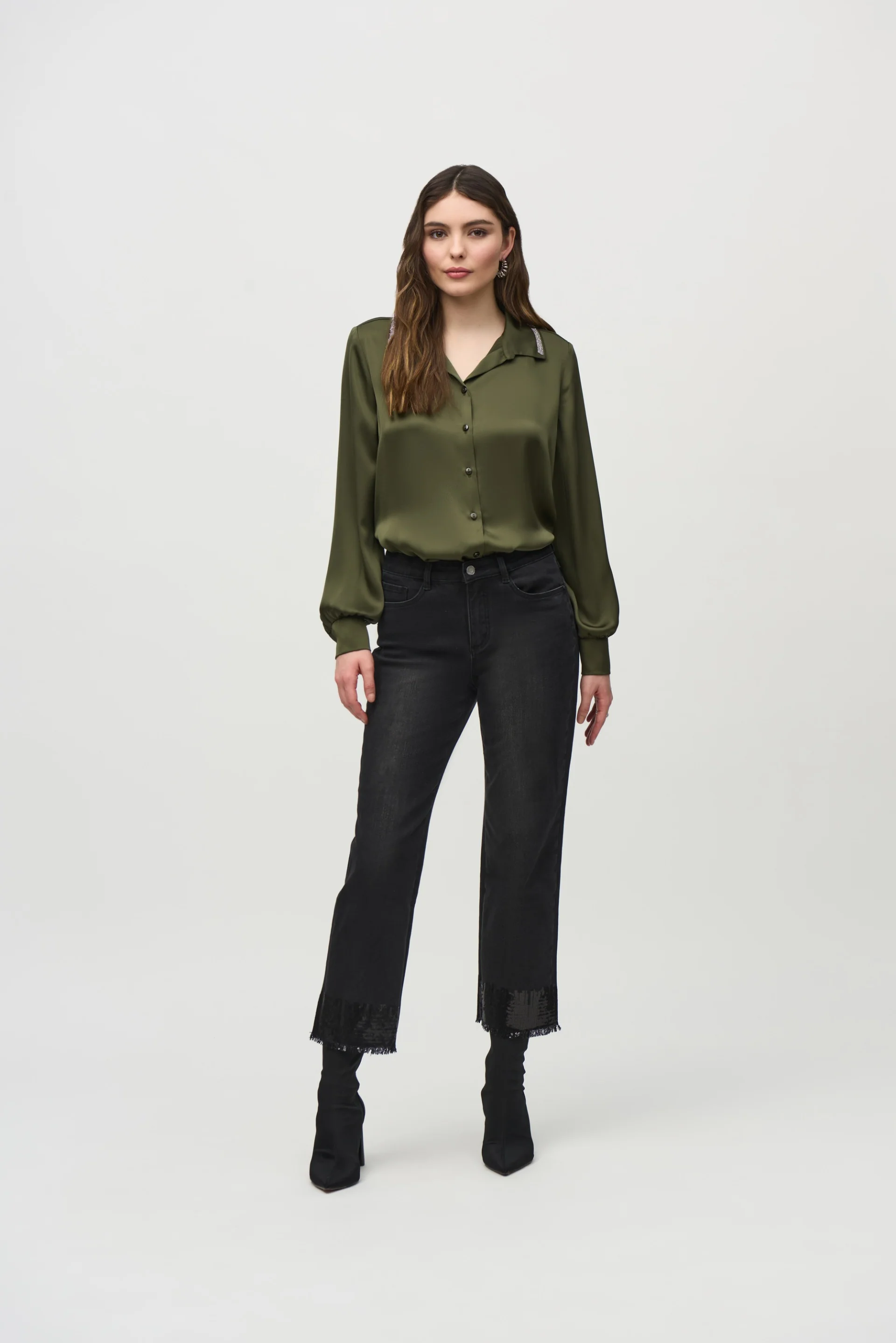Joseph Ribkoff Satin Straight Blouse Style 244101 - Image 5