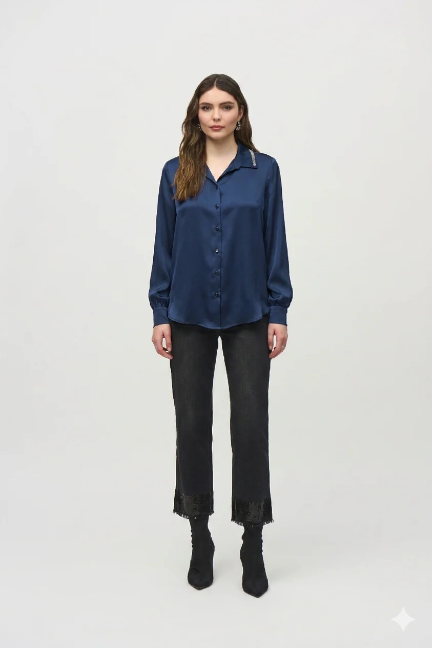 Joseph Ribkoff Satin Straight Blouse Style 244101 - Image 7