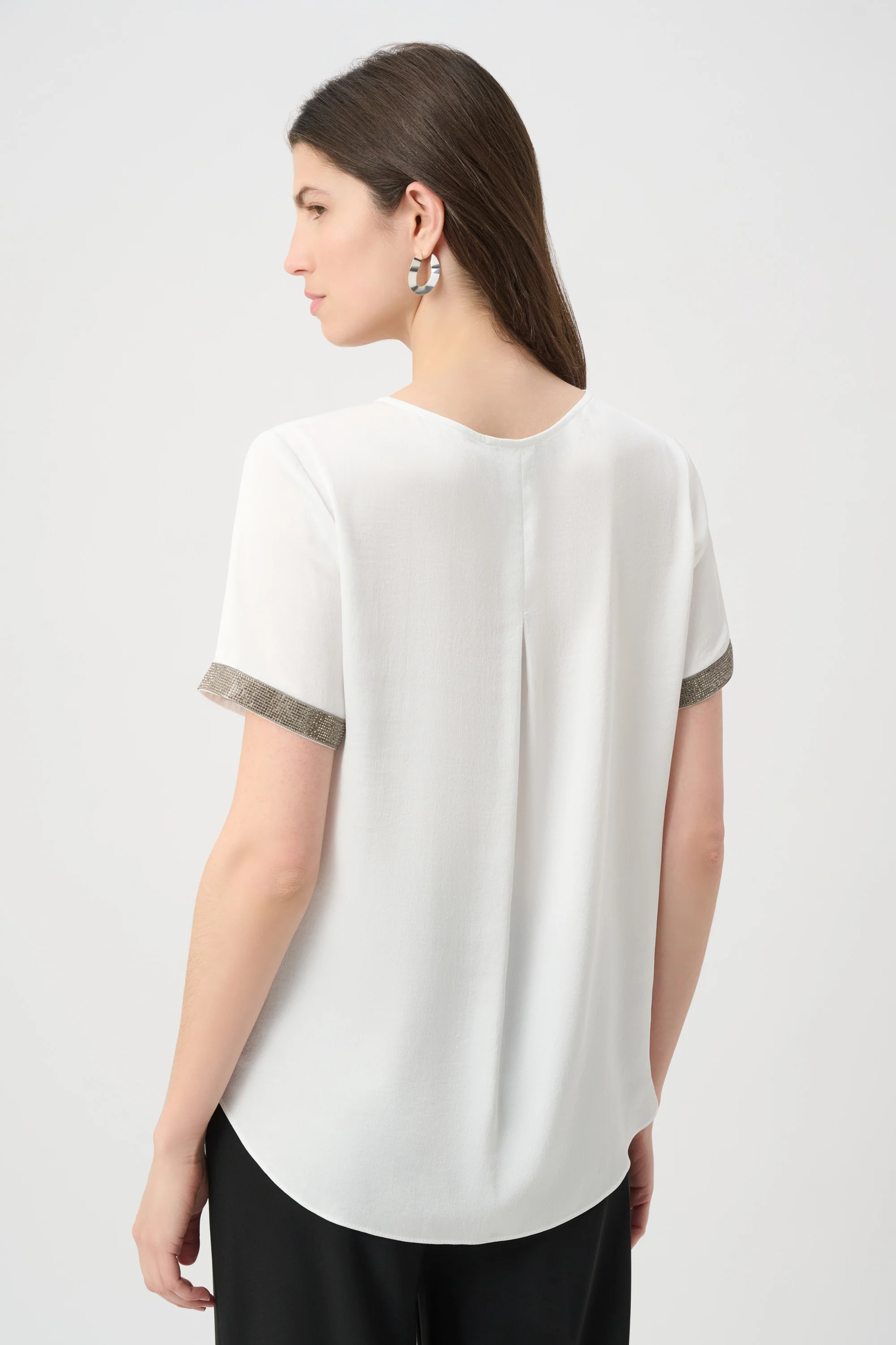 Joseph Ribkoff Satin Top With Rhinestones Detail Style 261116 - Image 2