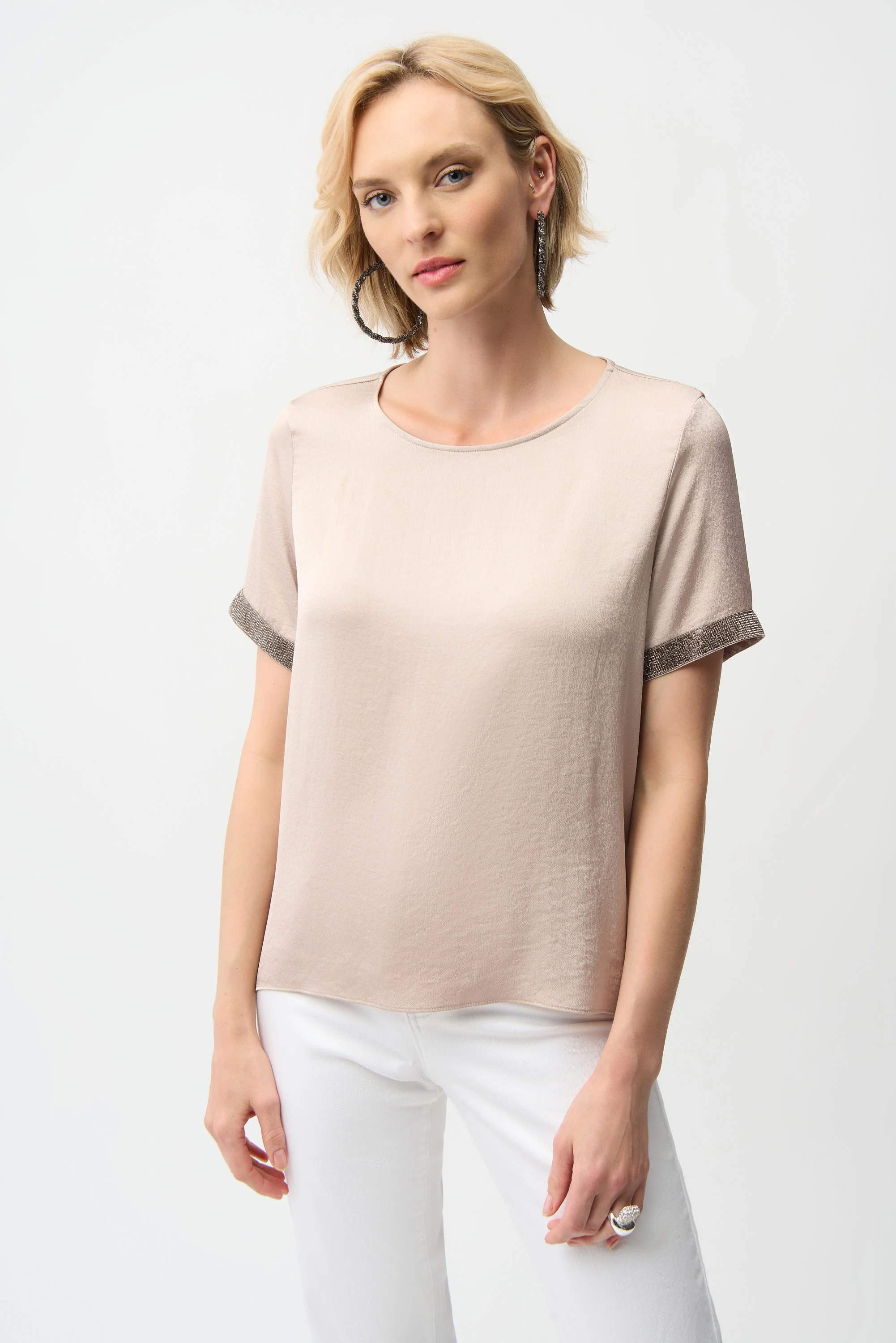 Joseph Ribkoff Satin Top With Rhinestones Detail Style 261116 - Image 3