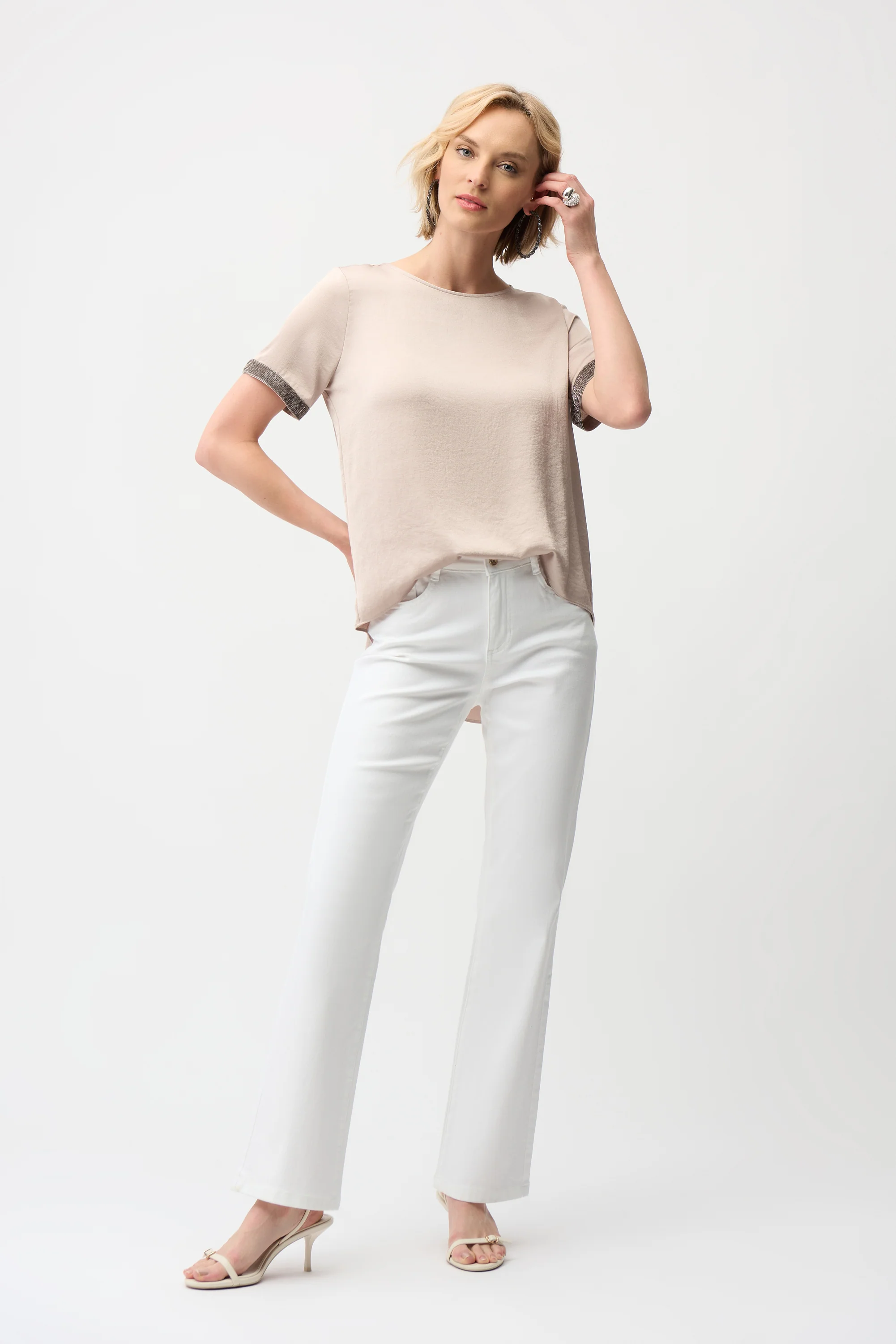 Joseph Ribkoff Satin Top With Rhinestones Detail Style 261116 - Image 5