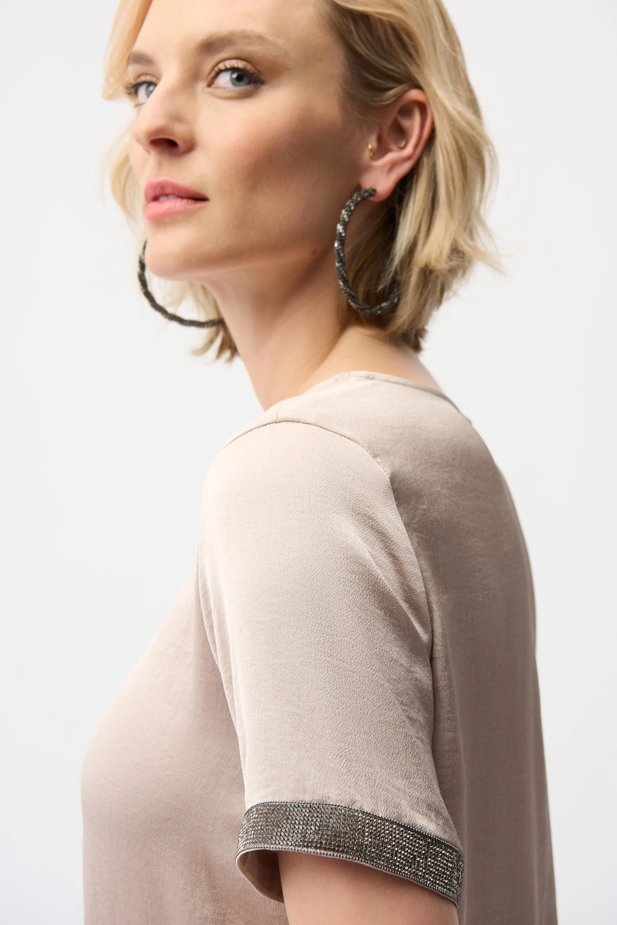 Joseph Ribkoff Satin Top With Rhinestones Detail Style 261116 - Image 6