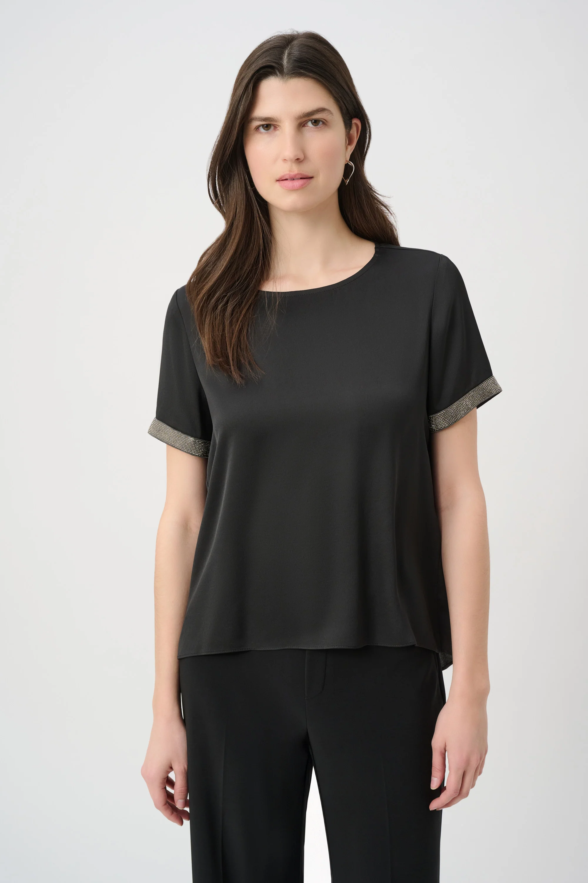 Joseph Ribkoff Satin Top With Rhinestones Detail Style 261116 - Image 8