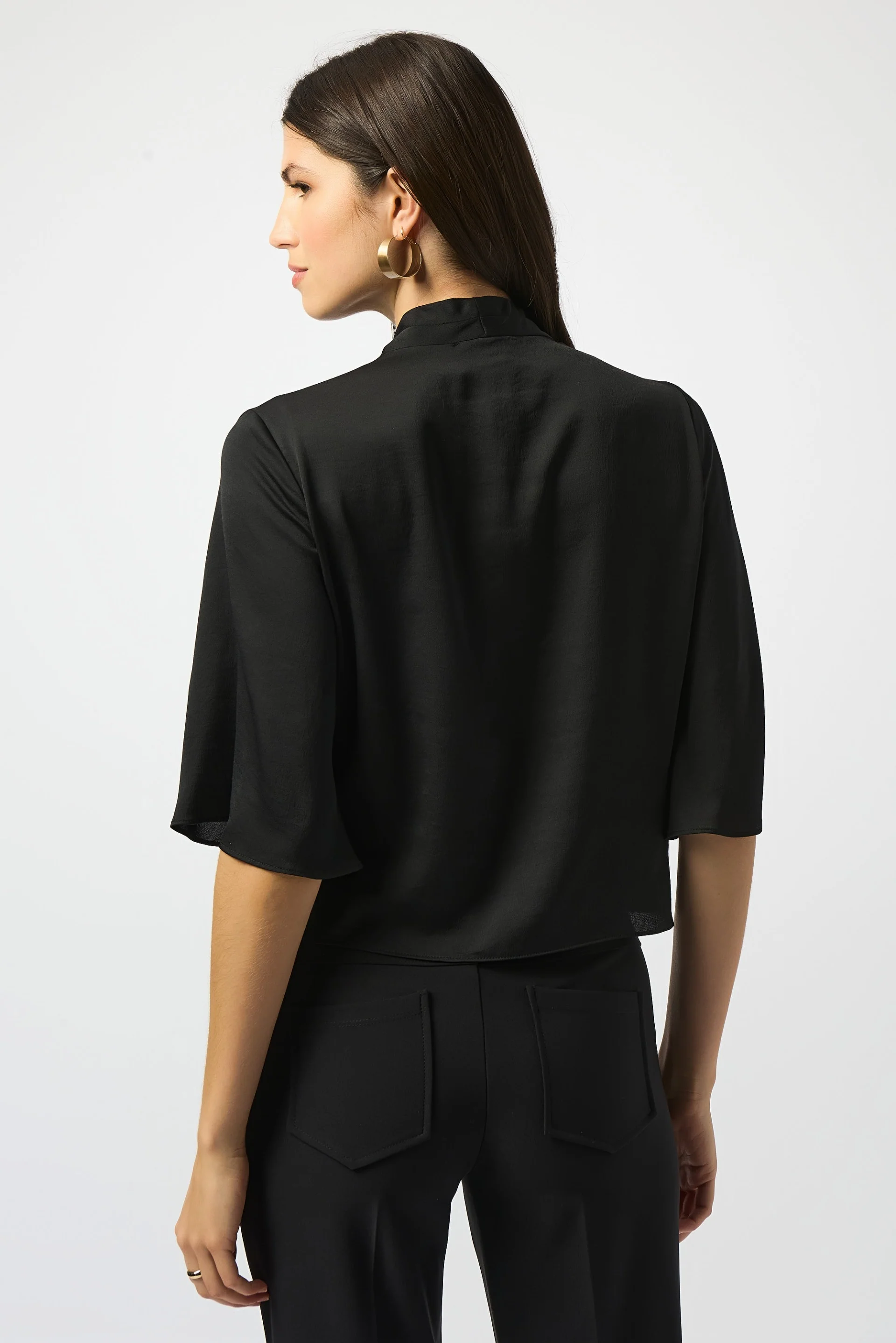 Joseph Ribkoff Satin V-Neck Top with Front Tie Style 251253 - Image 6