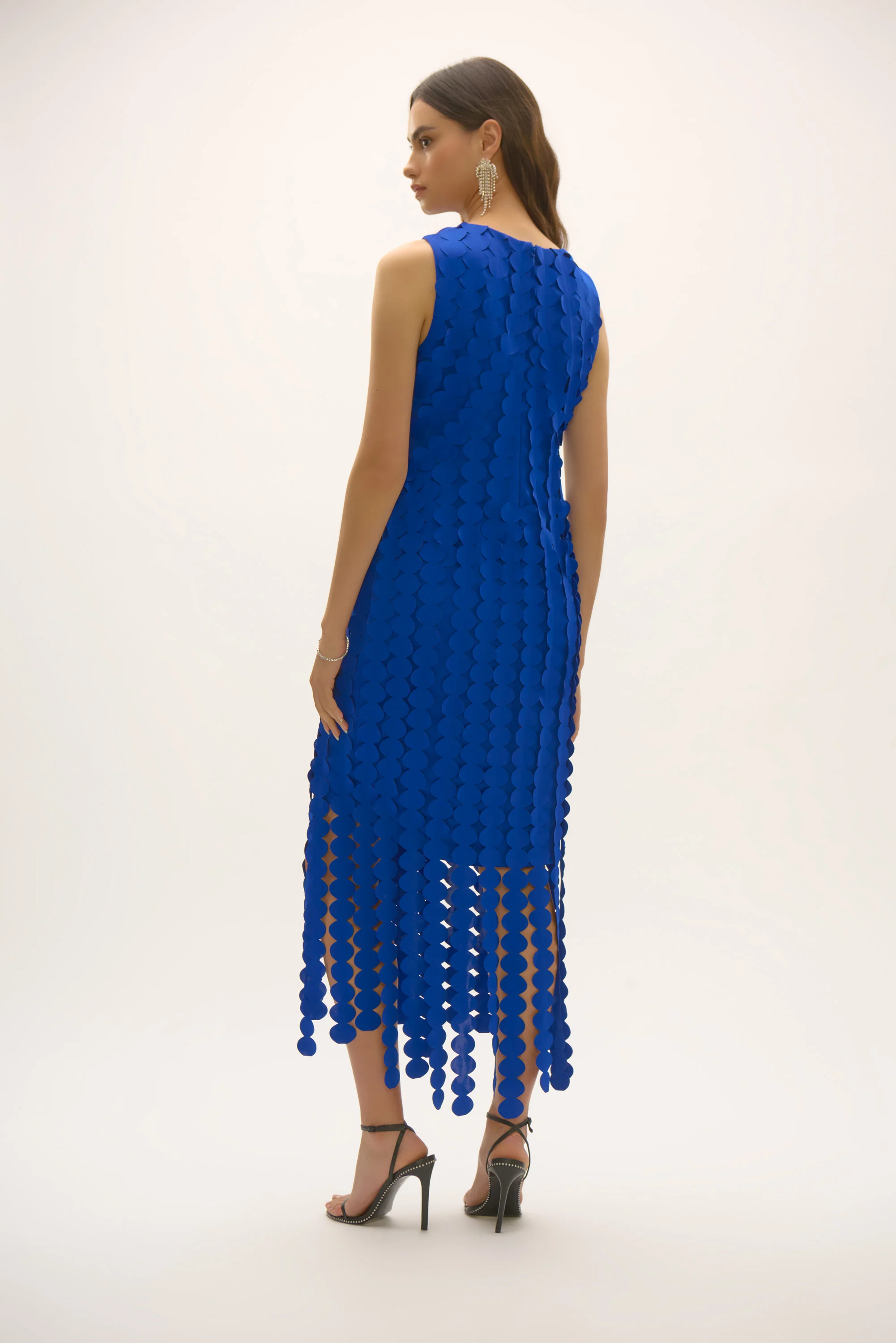 Joseph Ribkoff Scuba Knit Sheath Dress with Circle Fringes Style 252712 - Image 8