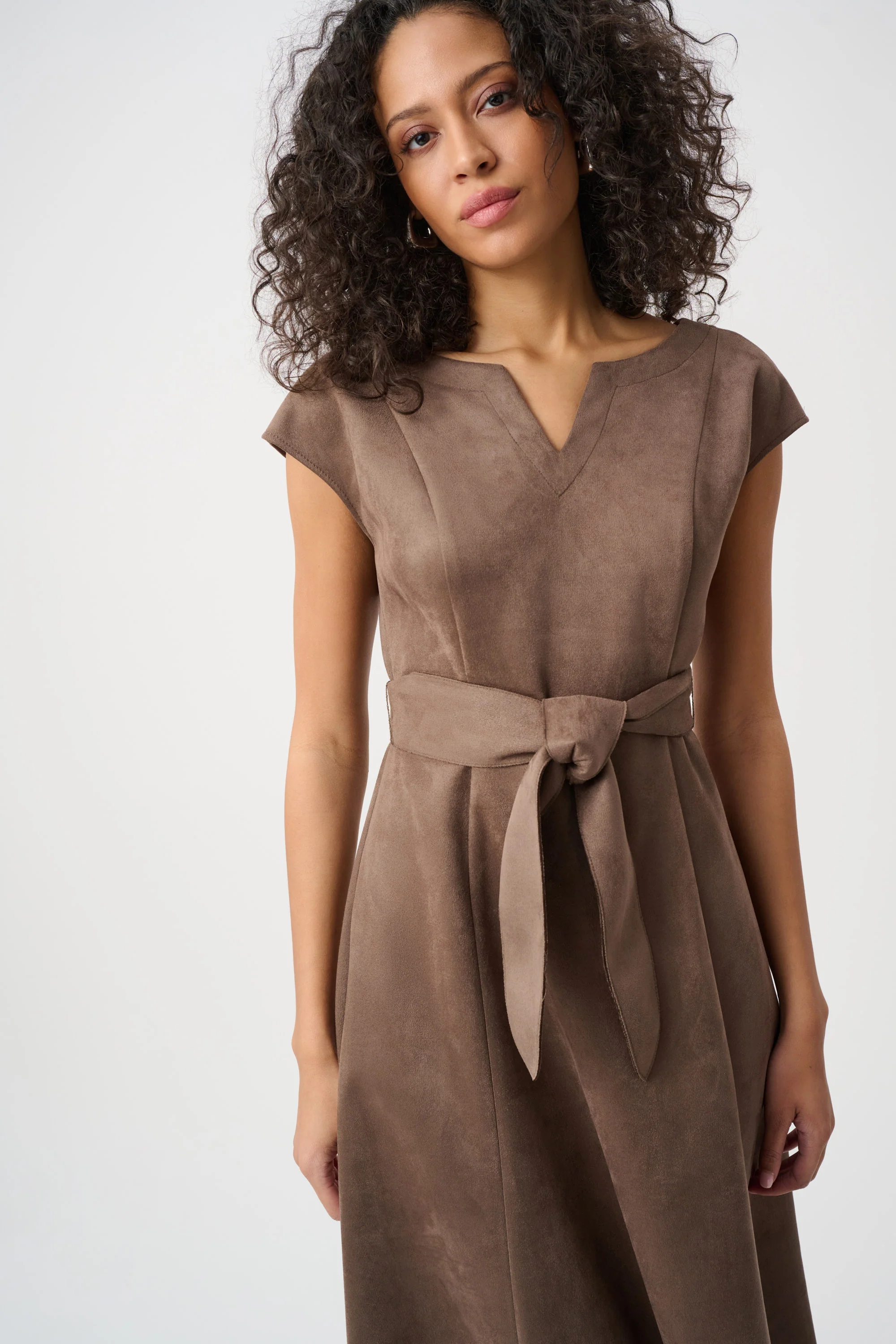 Joseph Ribkoff Scuba Suede Fit-and-Flare Dress Style 263105 - Image 4
