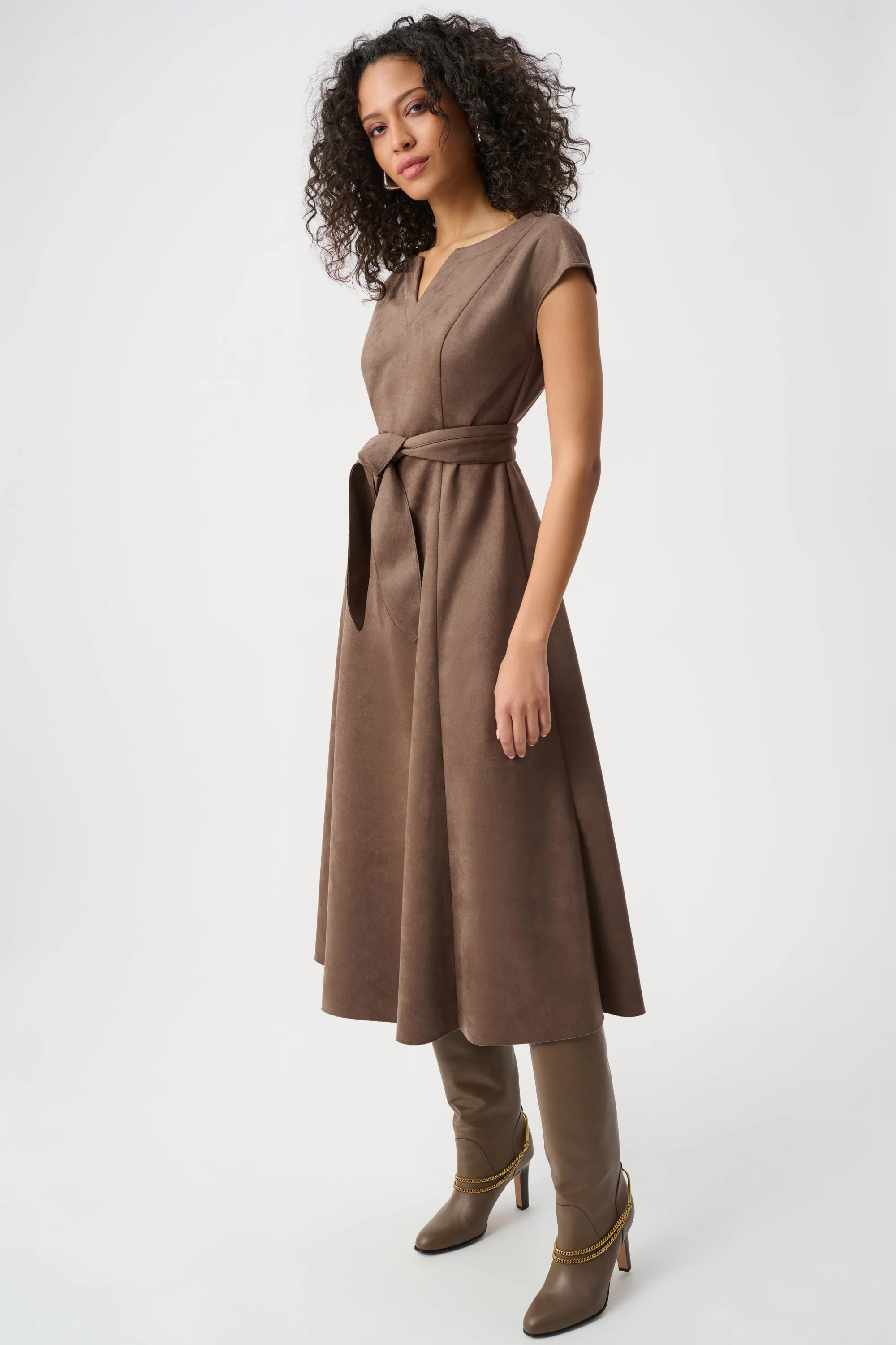 Joseph Ribkoff Scuba Suede Fit-and-Flare Dress Style 263105 - Image 5
