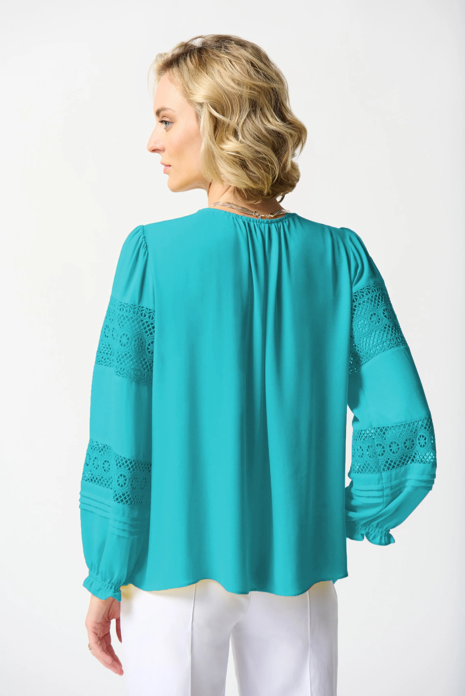 Joseph Ribkoff Seaview Georgette Puff Sleeve Top Style 242124 - Image 2