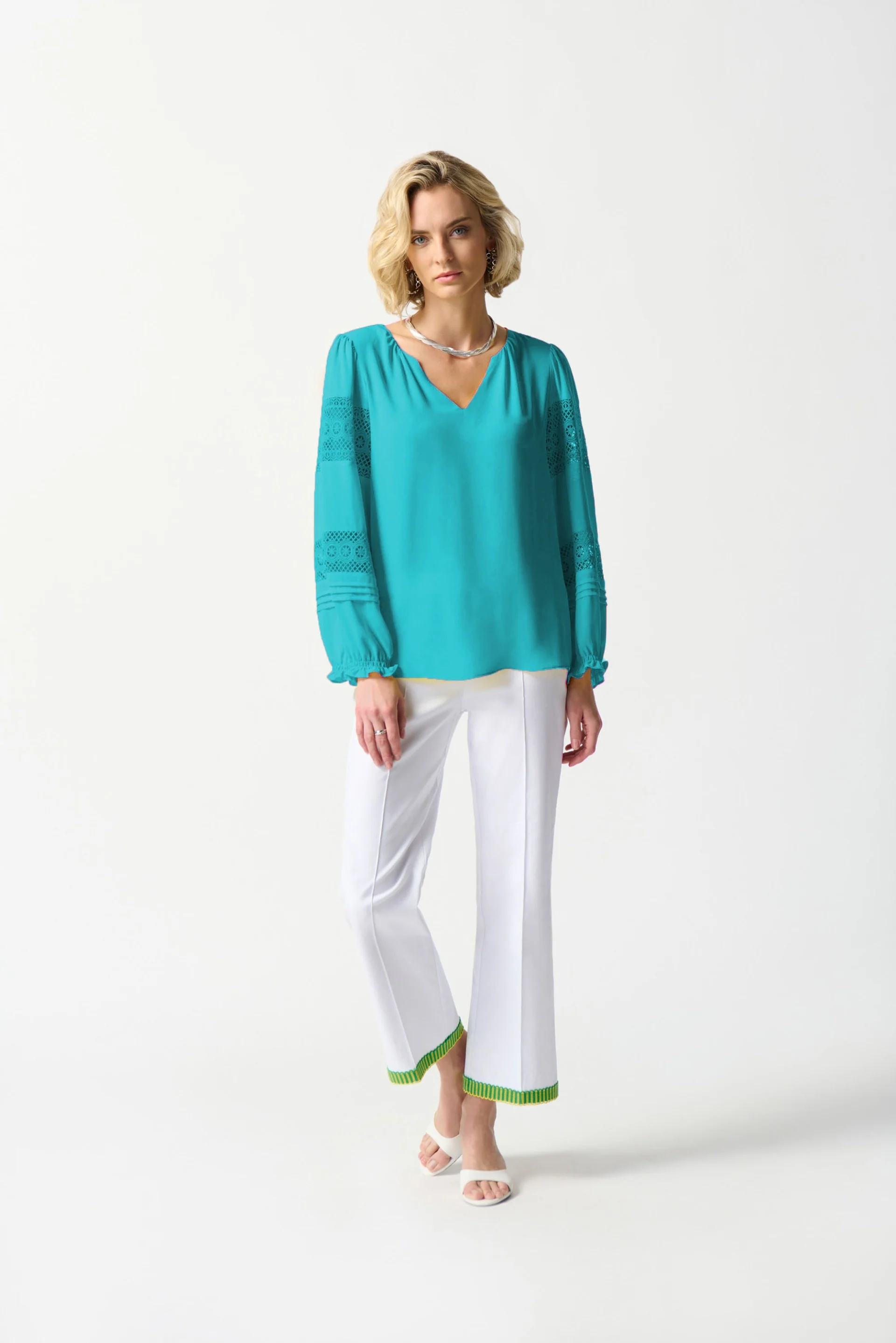 Joseph Ribkoff Seaview Georgette Puff Sleeve Top Style 242124 - Image 4