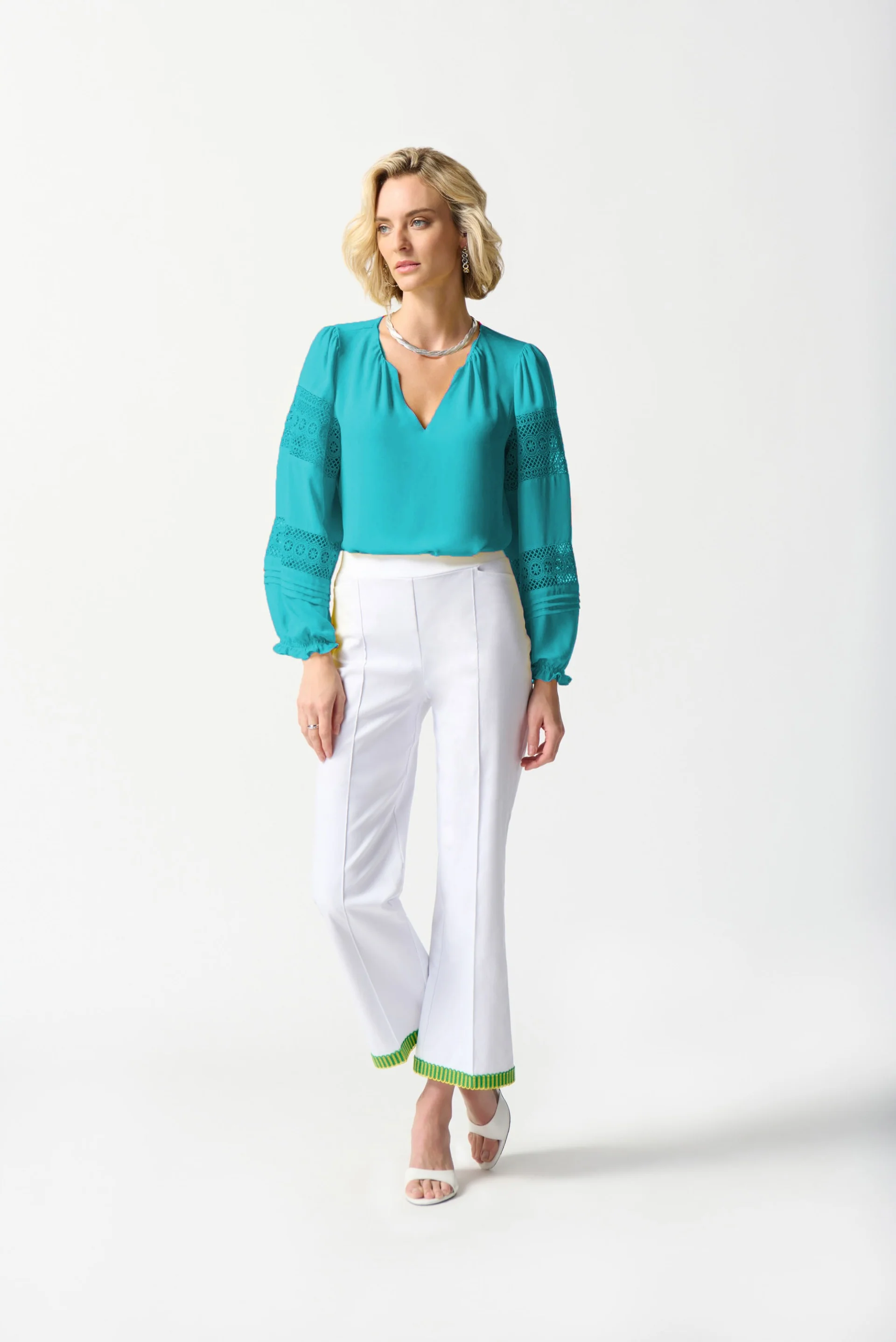 Joseph Ribkoff Seaview Georgette Puff Sleeve Top Style 242124 - Image 5