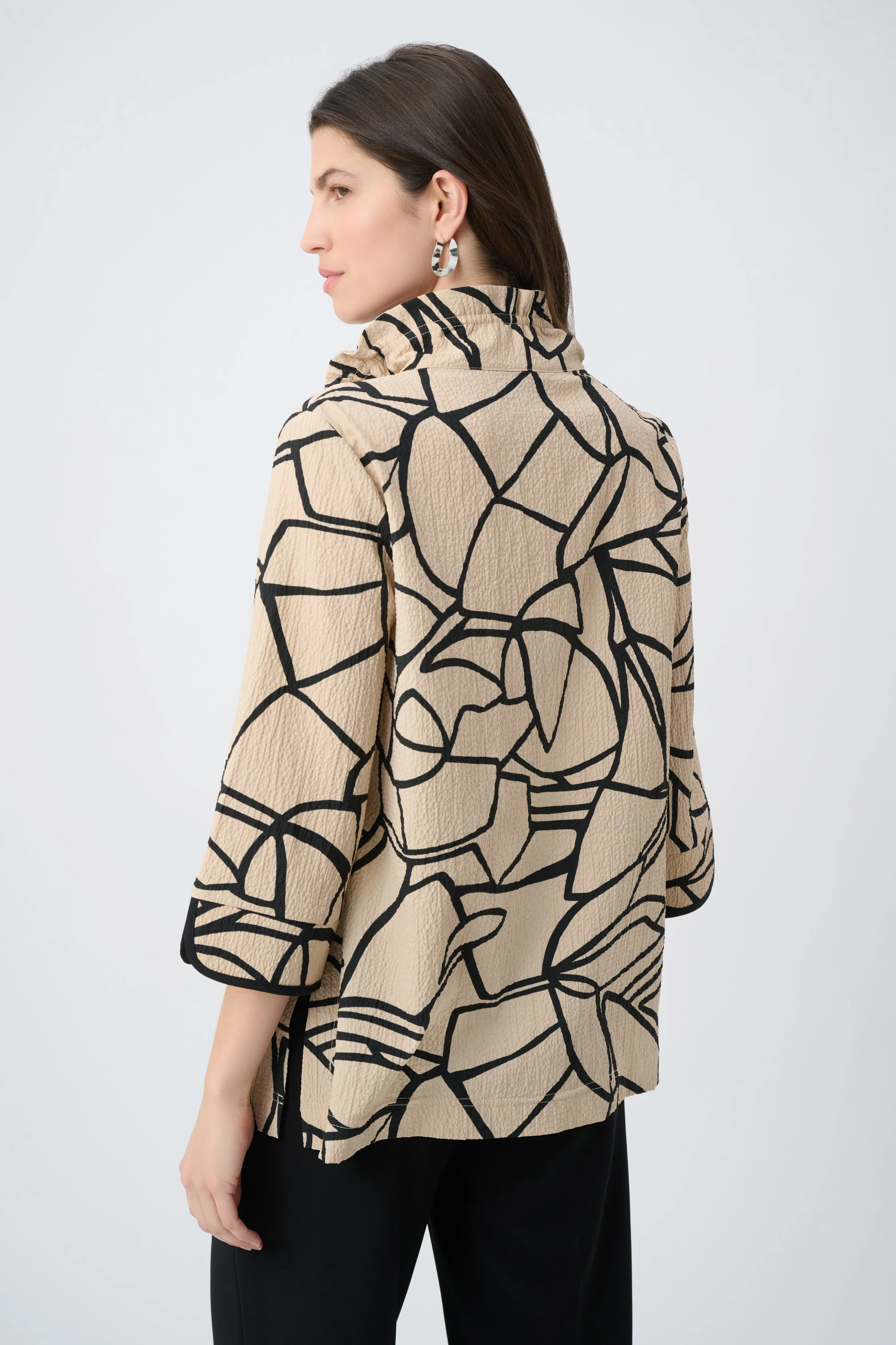Joseph Ribkoff Abstract Print Trapeze Jacket With Contrast Button Style 261239 - Image 2