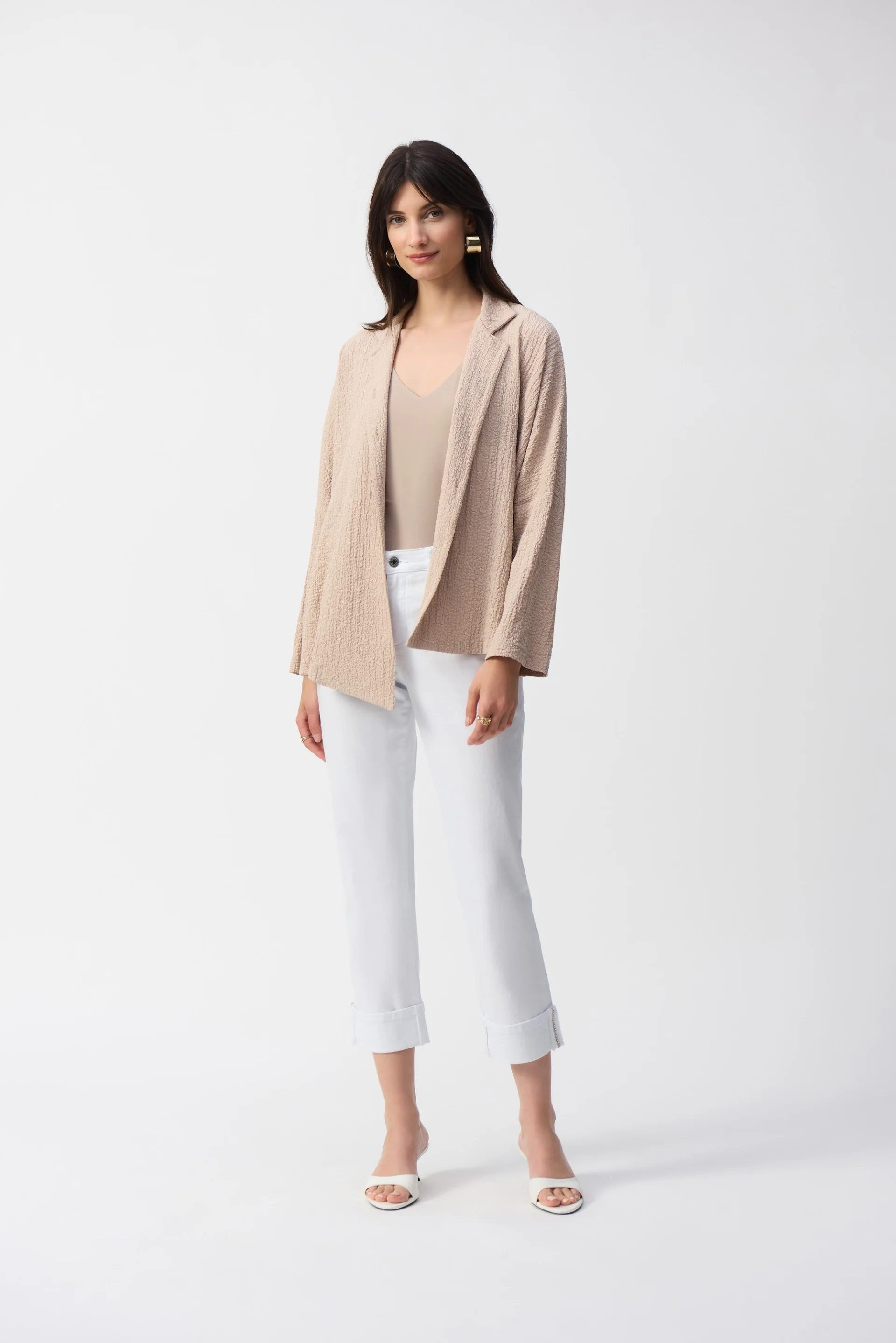 Joseph Ribkoff Seersucker Asymmetrical Boxy Jacket Style 251058 - Image 4
