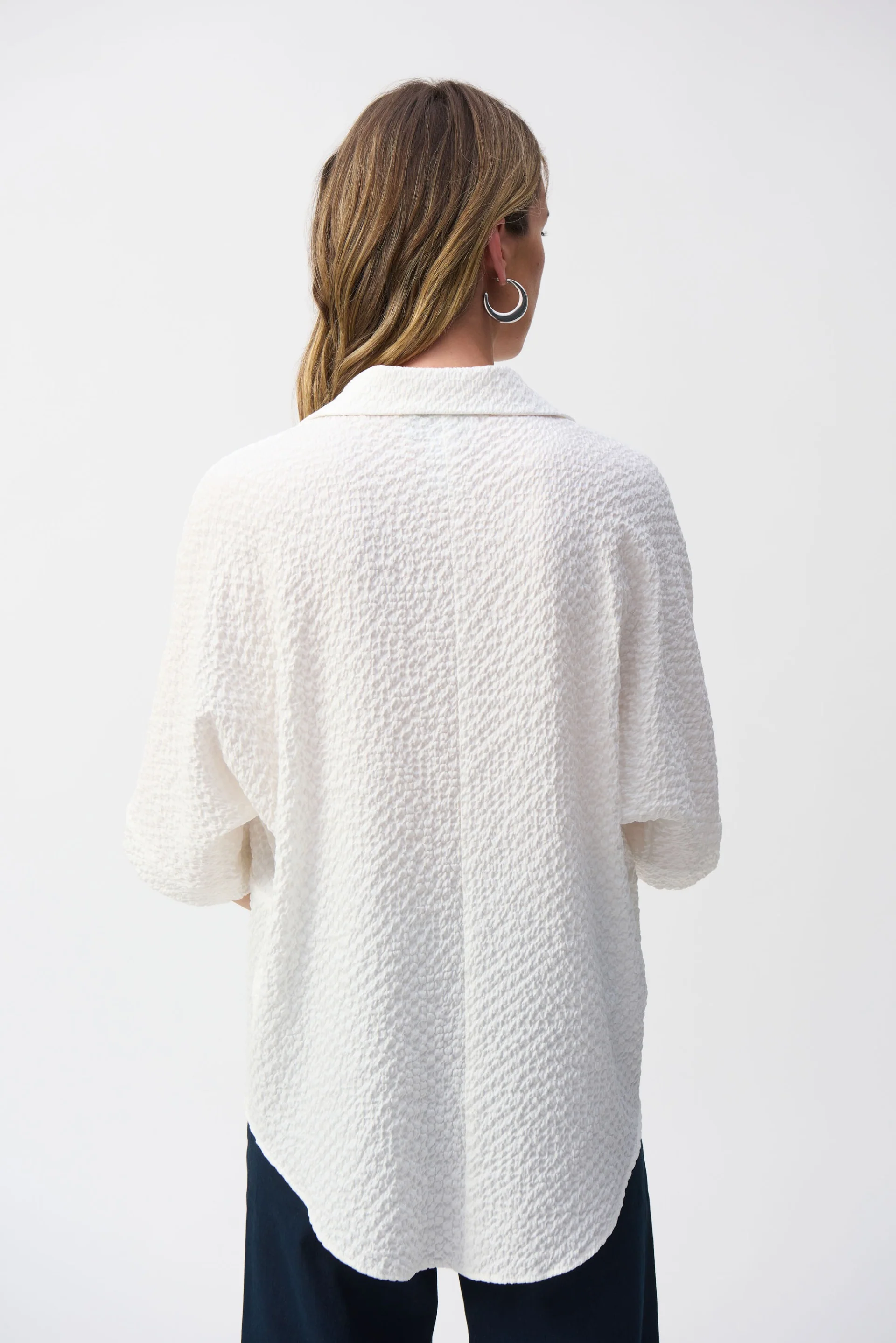 Joseph Ribkoff Seersucker Boxy High-Low Top Style 251165 - Image 2