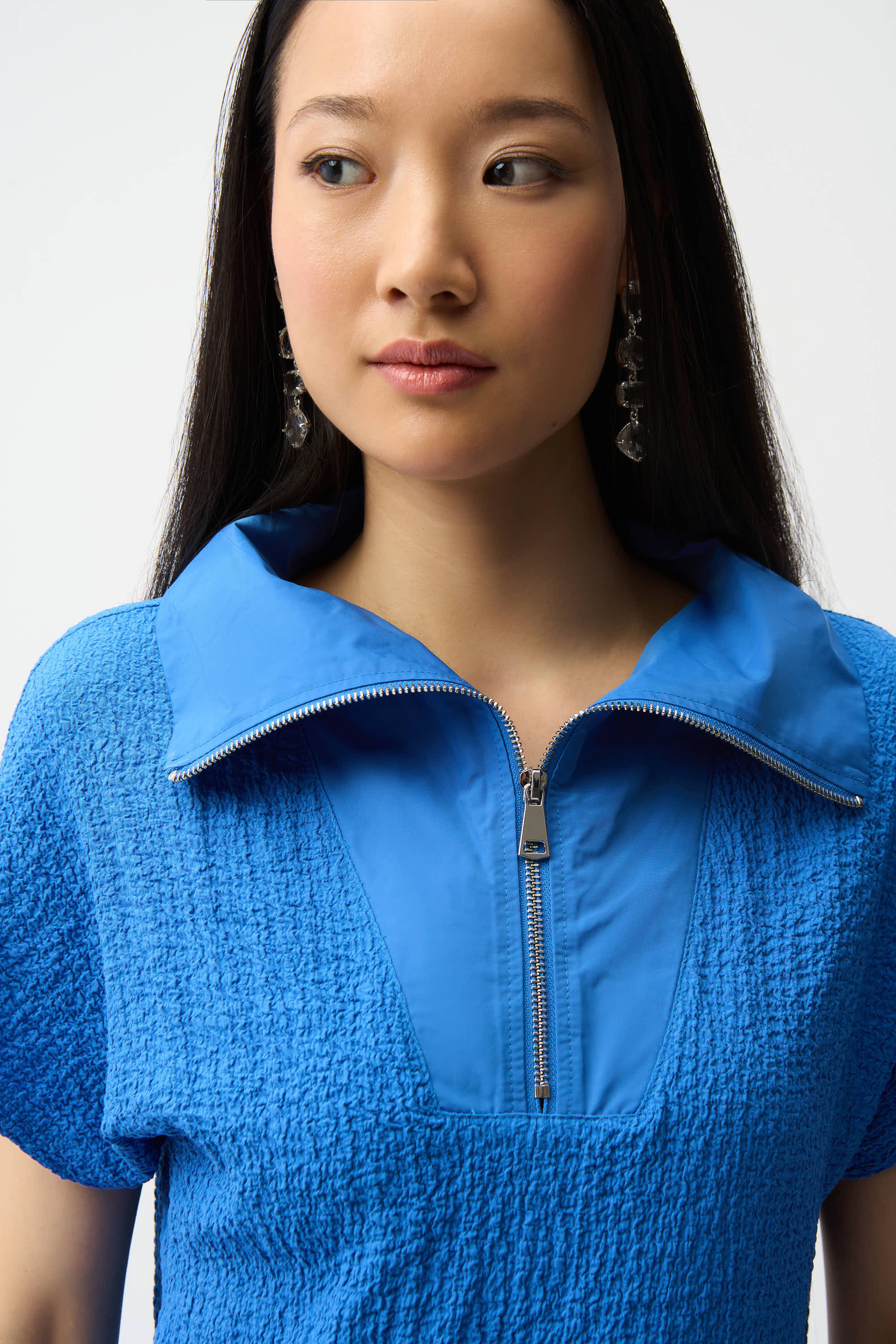 Joseph Ribkoff Seersucker Boxy Top With Memory Collar Style 261017 - Image 3