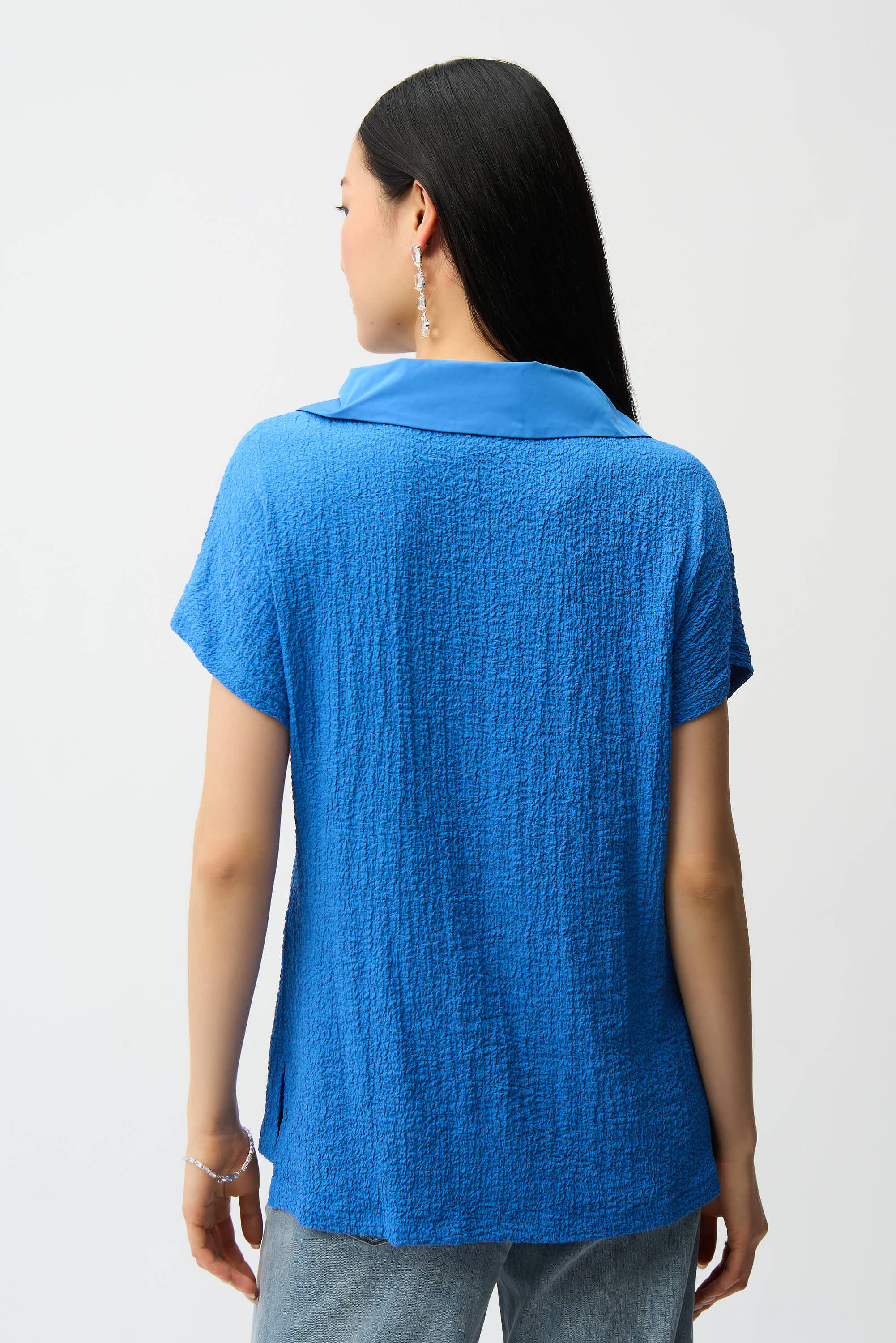 Joseph Ribkoff Seersucker Boxy Top With Memory Collar Style 261017 - Image 4