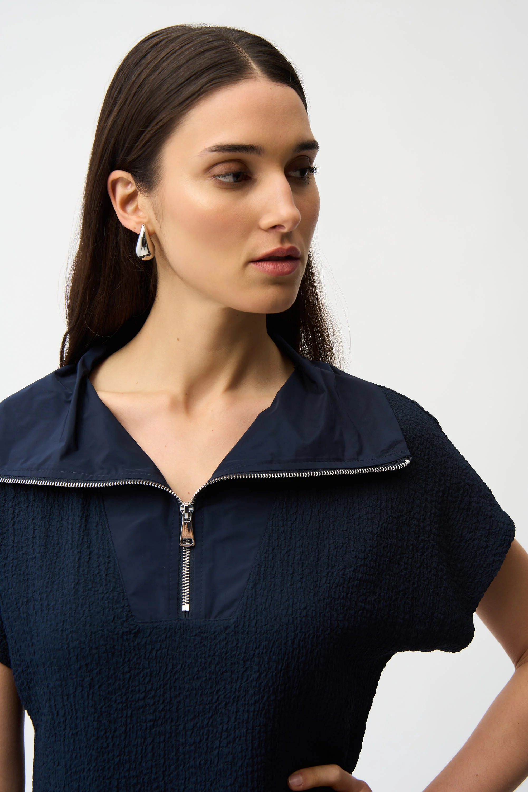 Joseph Ribkoff Seersucker Boxy Top With Memory Collar Style 261017 - Image 6
