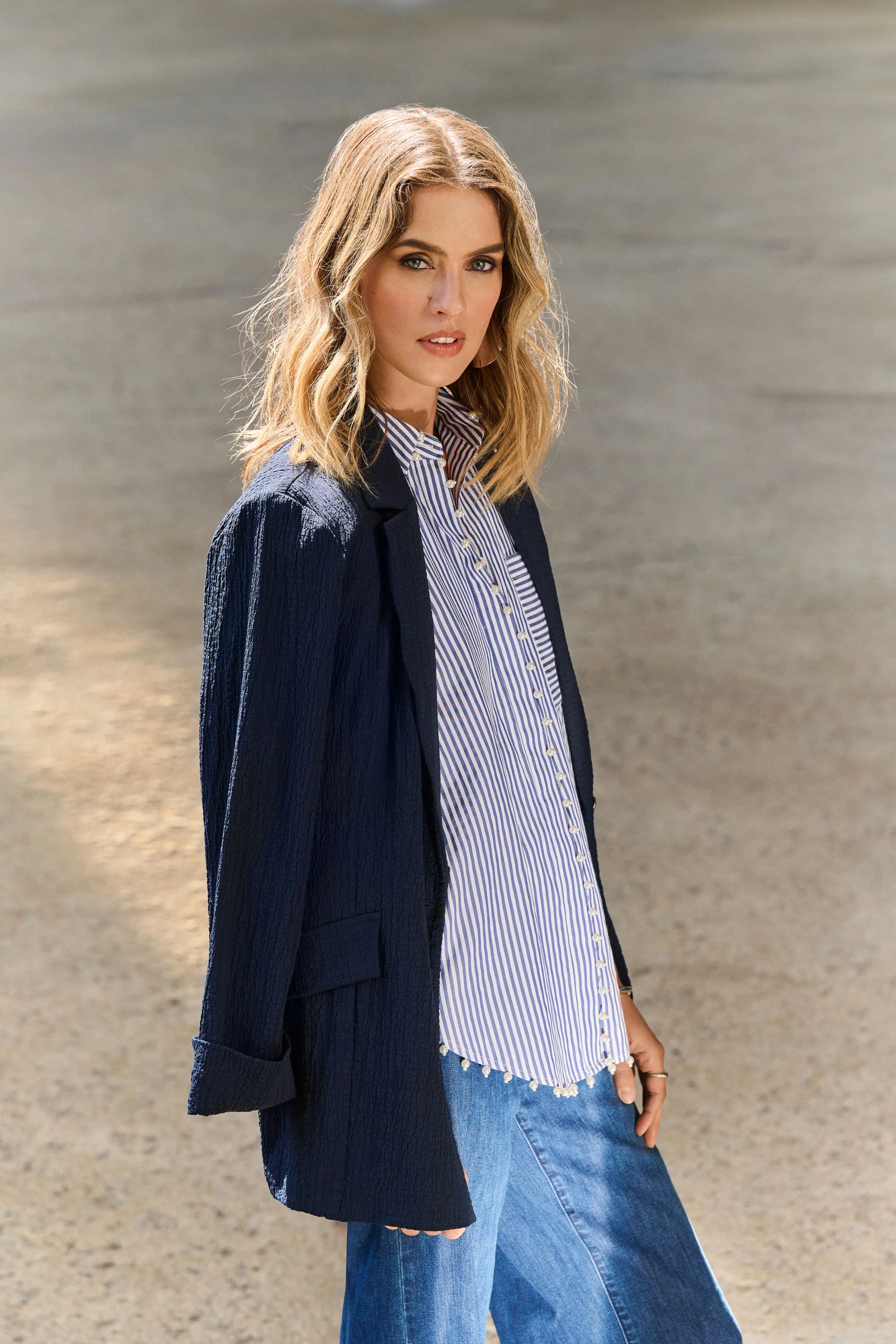 Joseph Ribkoff Seersucker Straight Blazer Style 251082 - Image 7
