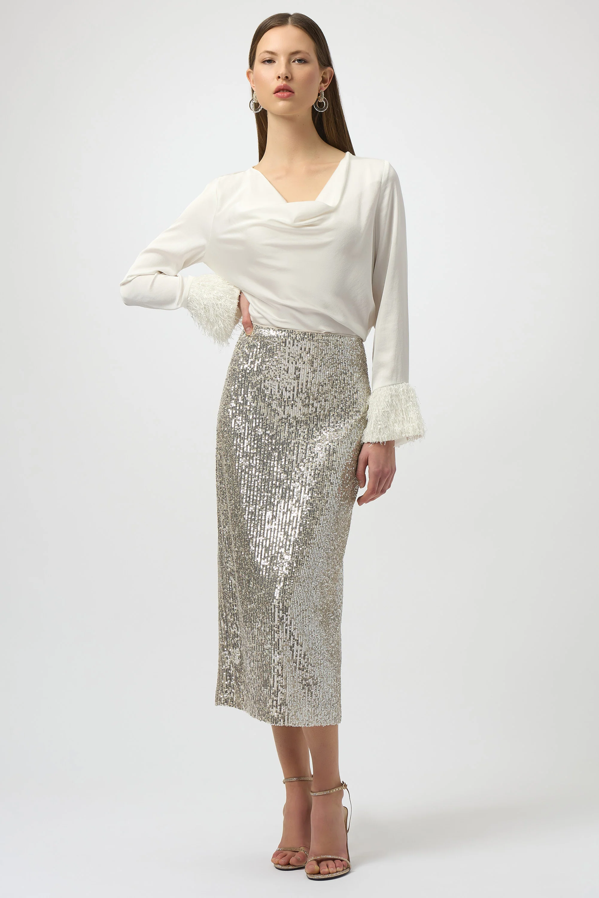 Joseph Ribkoff Sequined Pull-On Pencil Skirt Style 254038 - Image 4