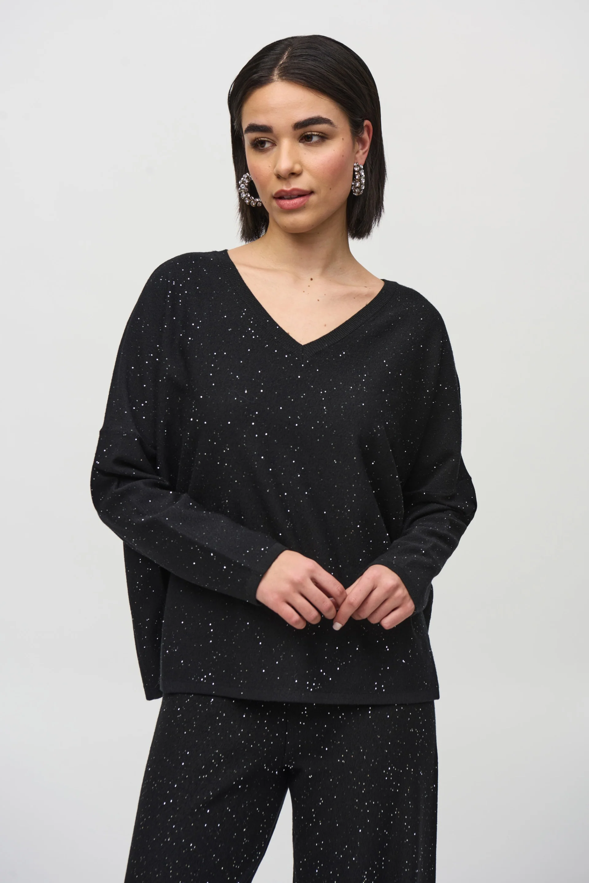 Joseph Ribkoff Sequined Sweater Knit Boxy Top Style 244921 - Image 12