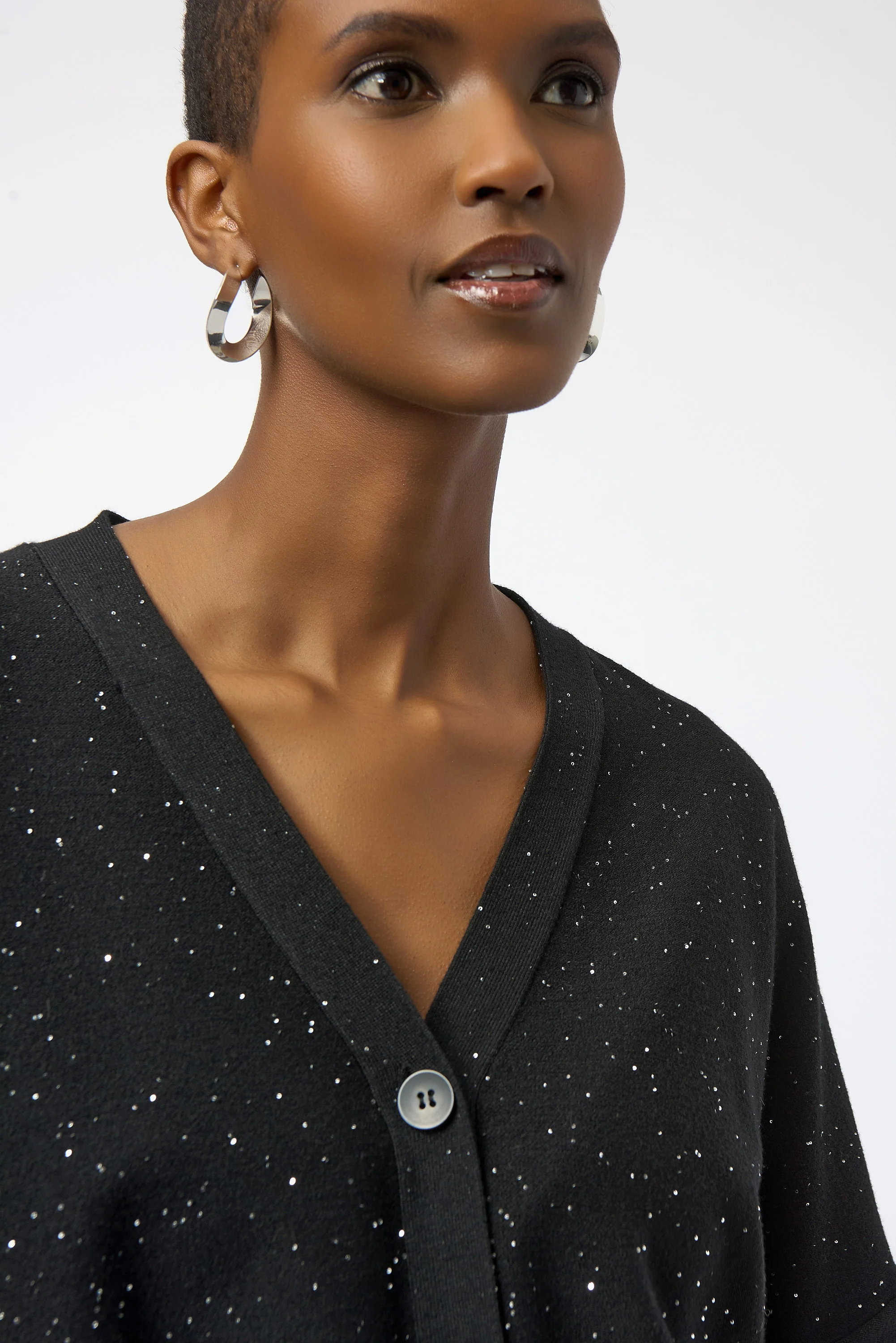 Joseph Ribkoff Sequined Button-Front Cardigan Style 254939 - Image 3