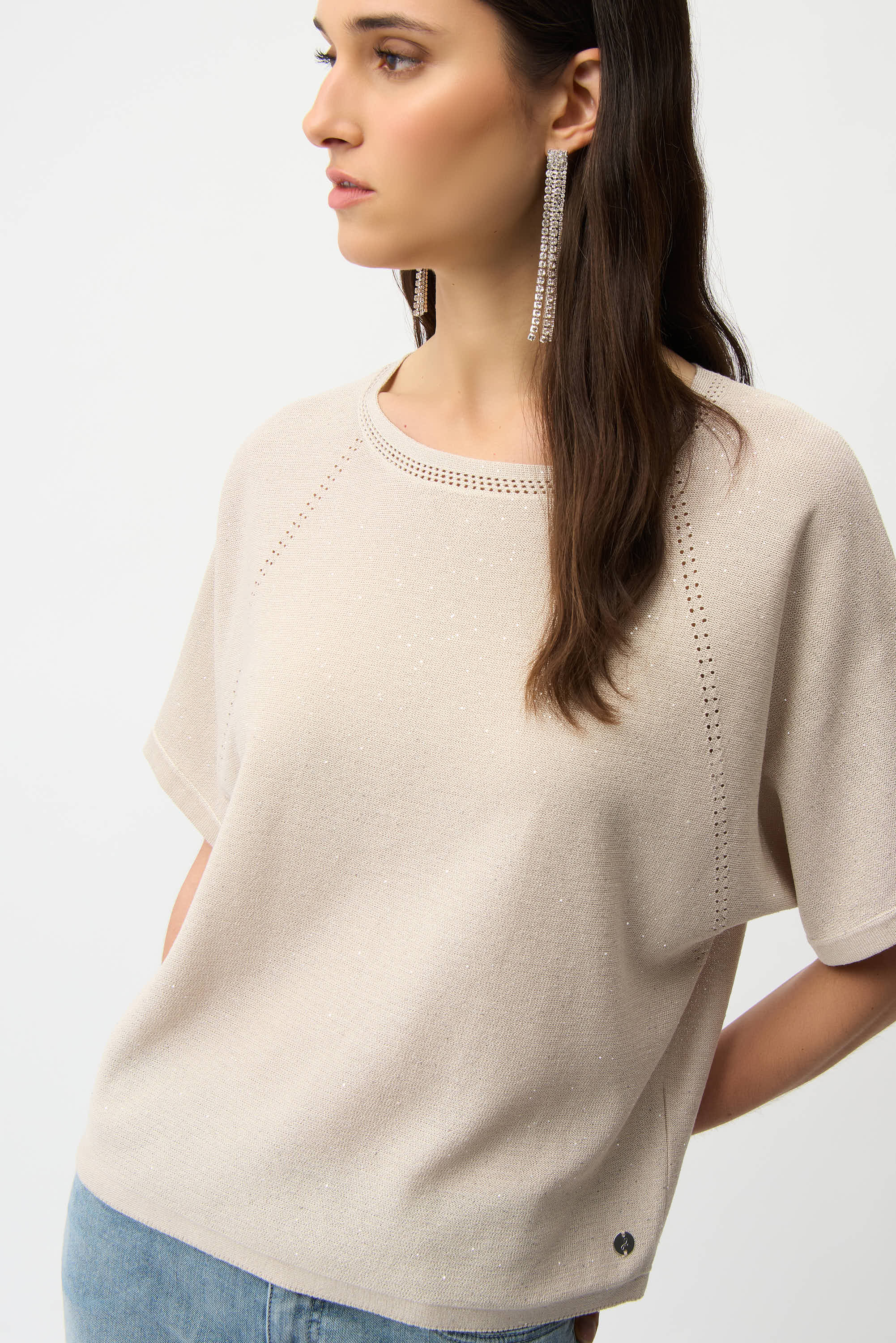 Joseph Ribkoff Sequins Yarn Short Sleeve Sweater Style 261917 - Image 4