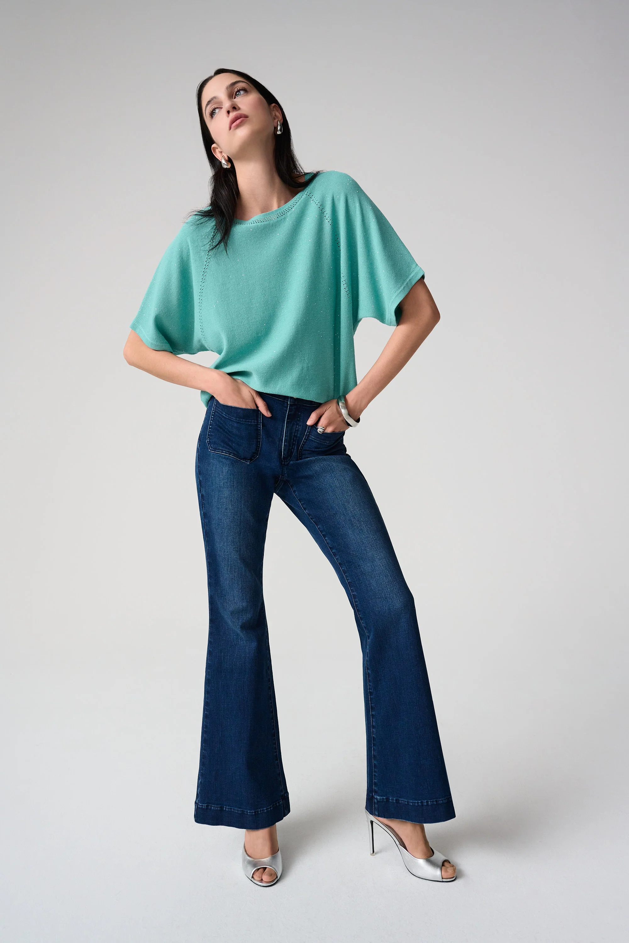 Joseph Ribkoff Sequins Yarn Short Sleeve Sweater Style 261917 - Image 6