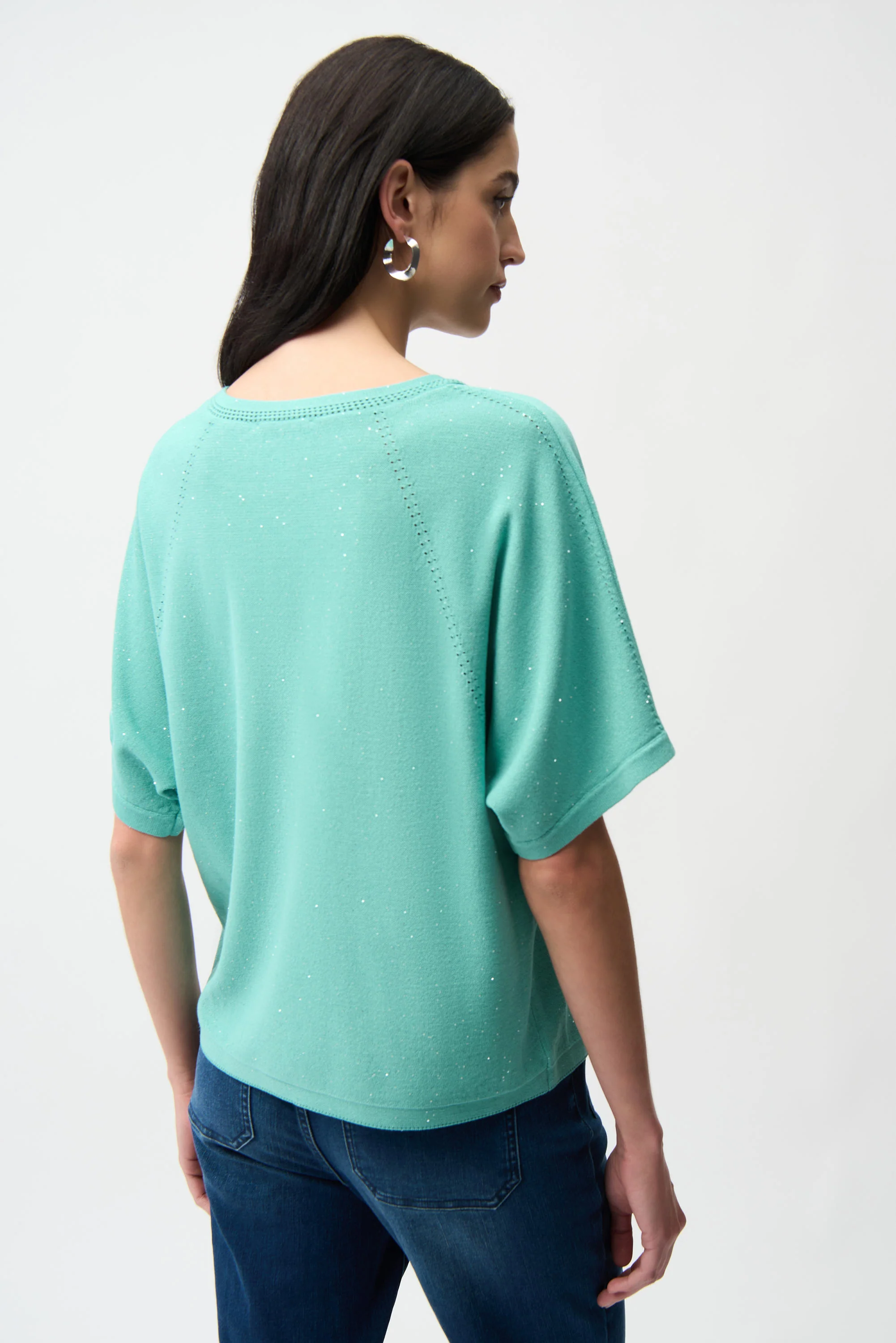 Joseph Ribkoff Sequins Yarn Short Sleeve Sweater Style 261917 - Image 7