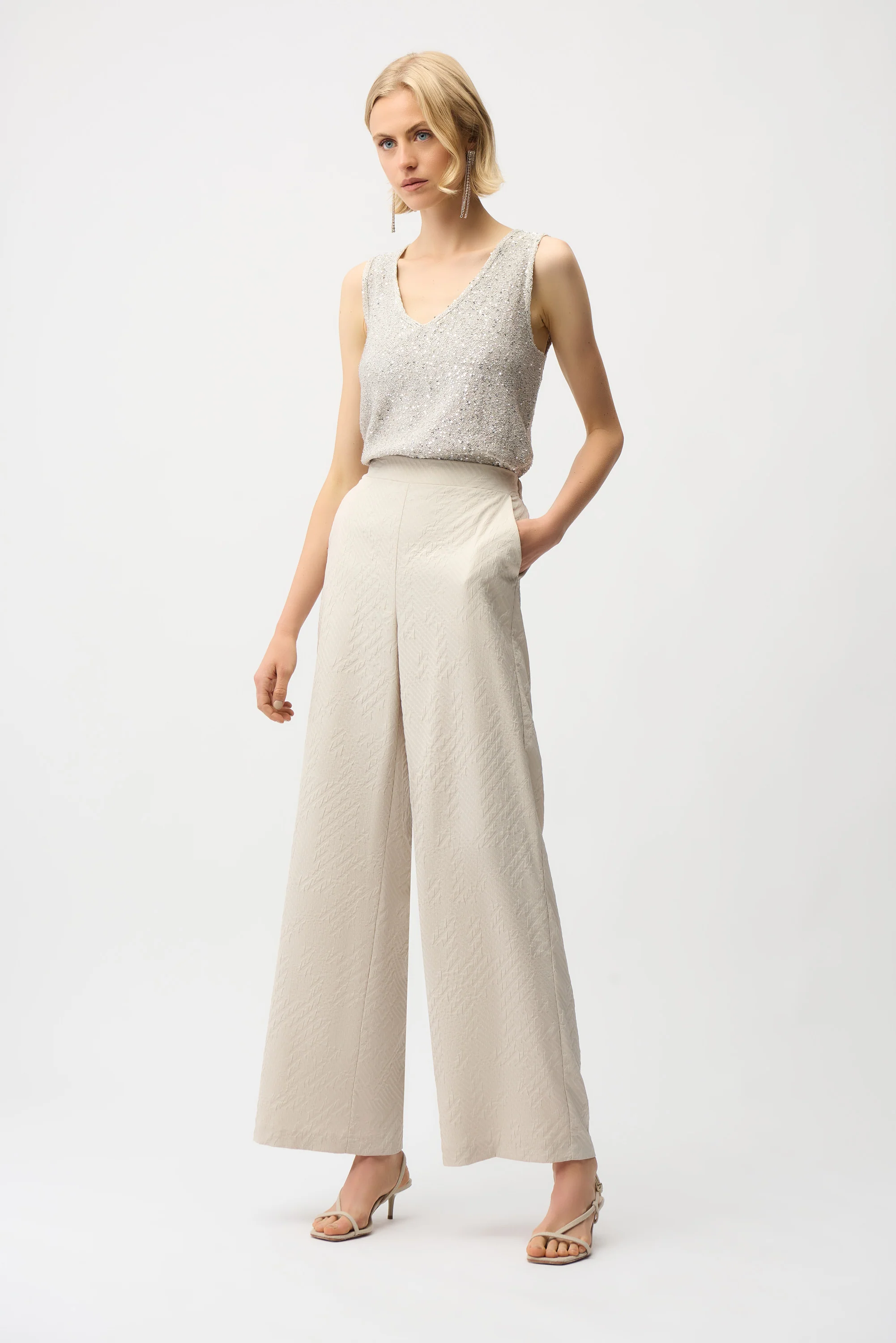 Joseph Ribkoff Sequins Yarn V-Neck Camisole Style 261914 - Image 2