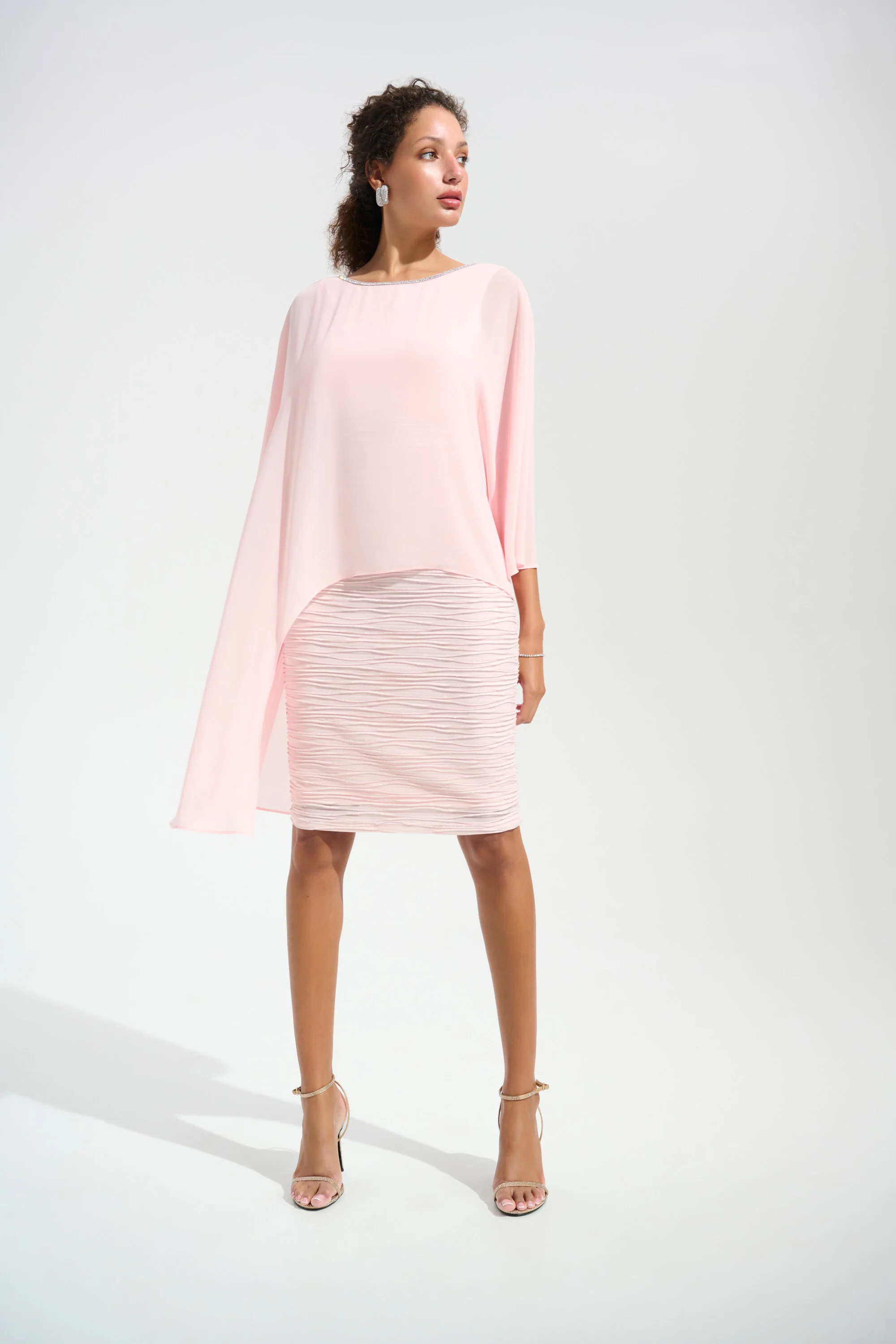 Joseph Ribkoff Sheath Dress With Chiffon Poncho Overlay Style 261707 - Image 3