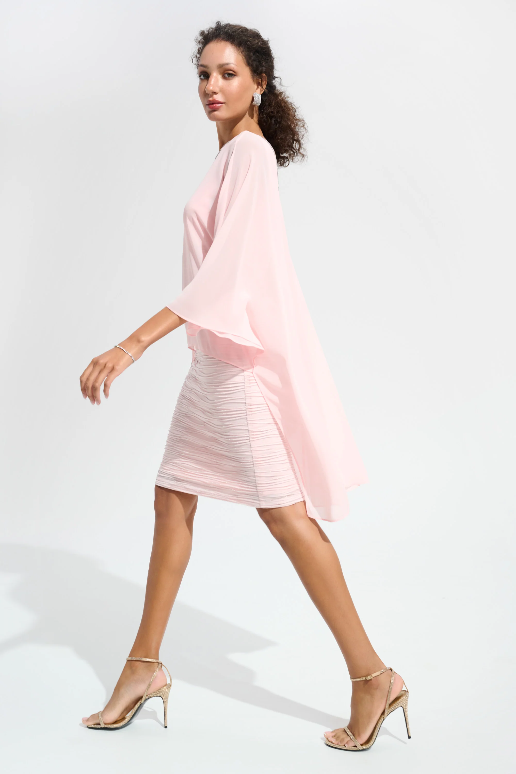Joseph Ribkoff Sheath Dress With Chiffon Poncho Overlay Style 261707 - Image 5