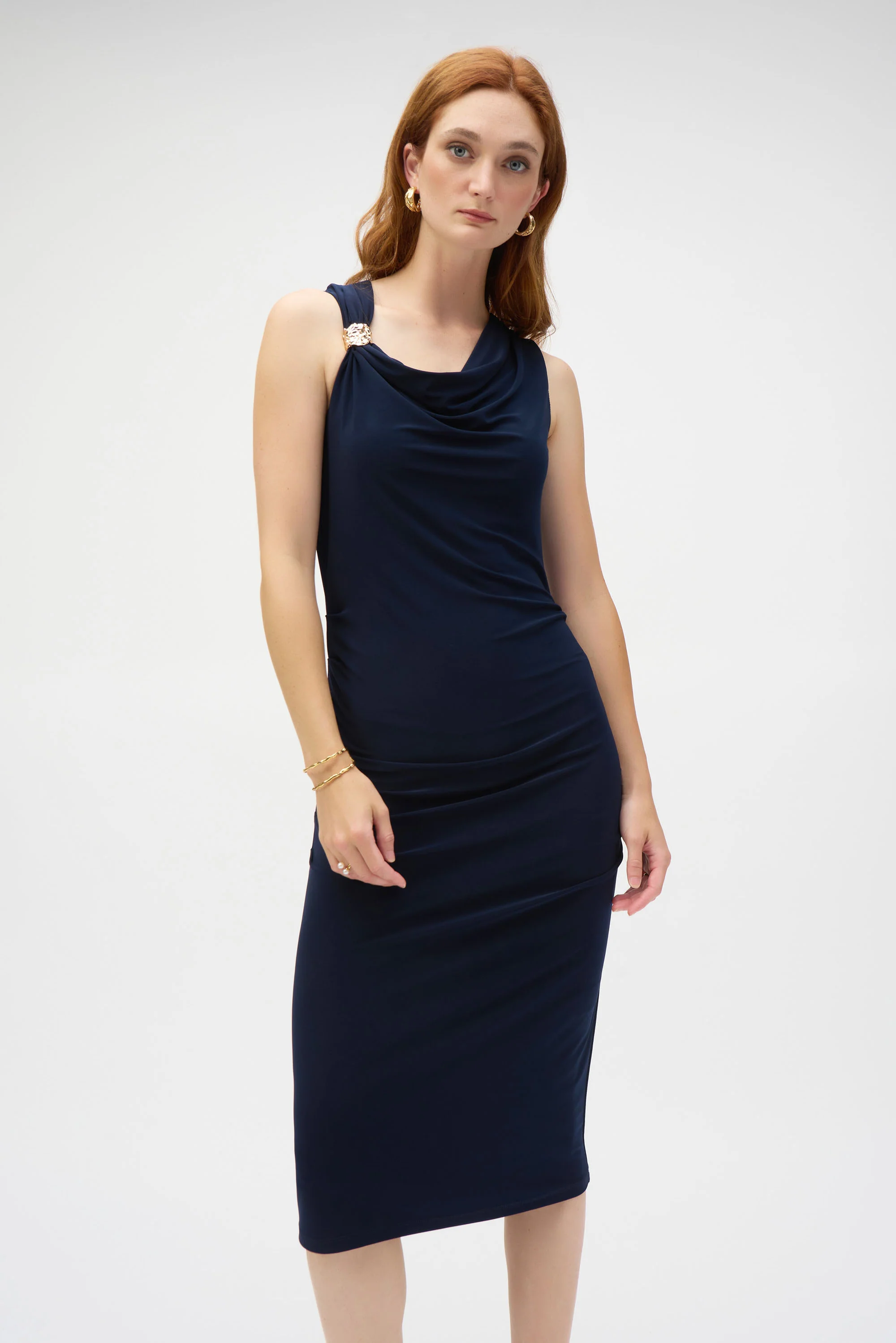 Joseph Ribkoff Sheath Dress With Draped Neckline Style 252188 - Image 2