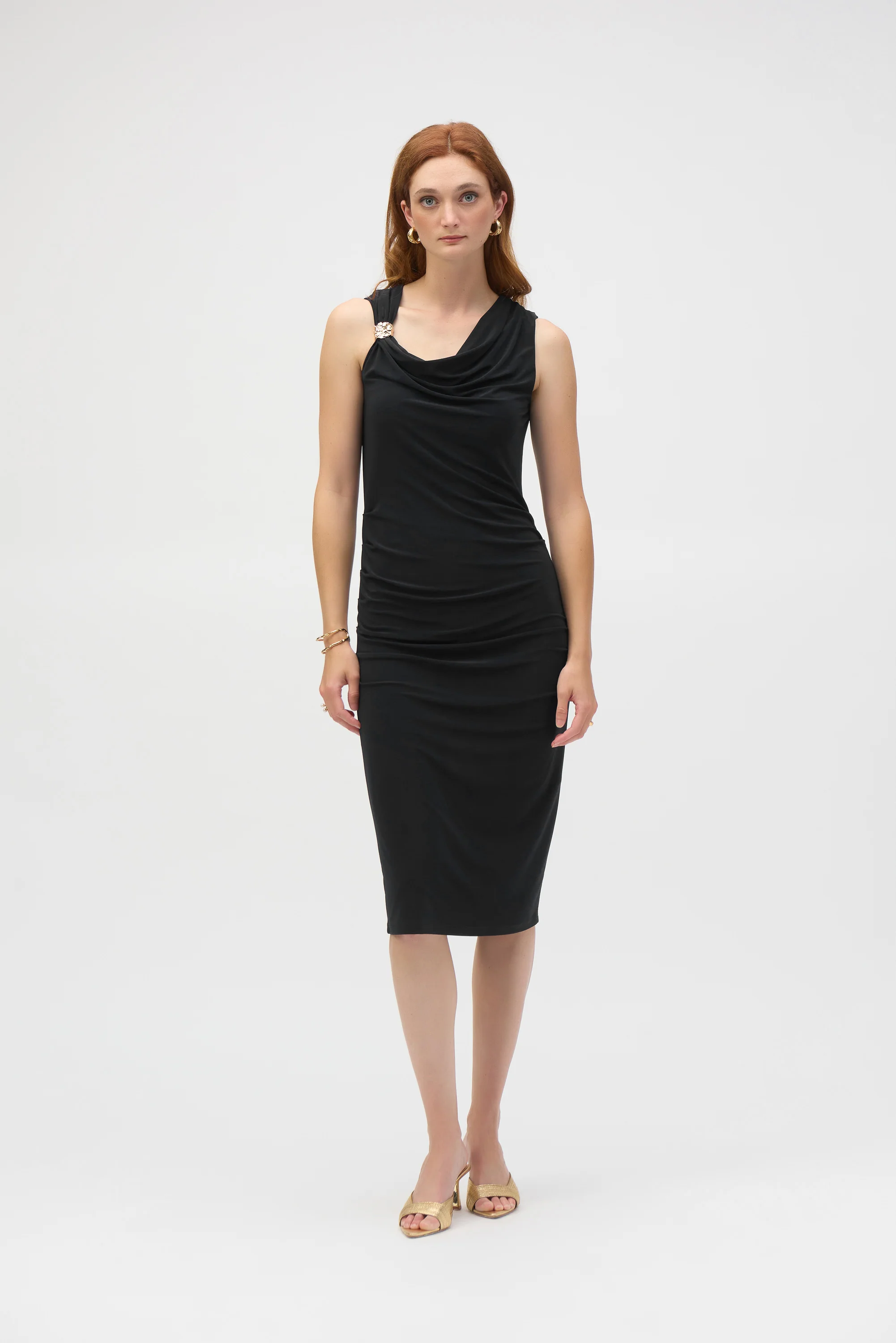 Joseph Ribkoff Sheath Dress With Draped Neckline Style 252188 - Image 4