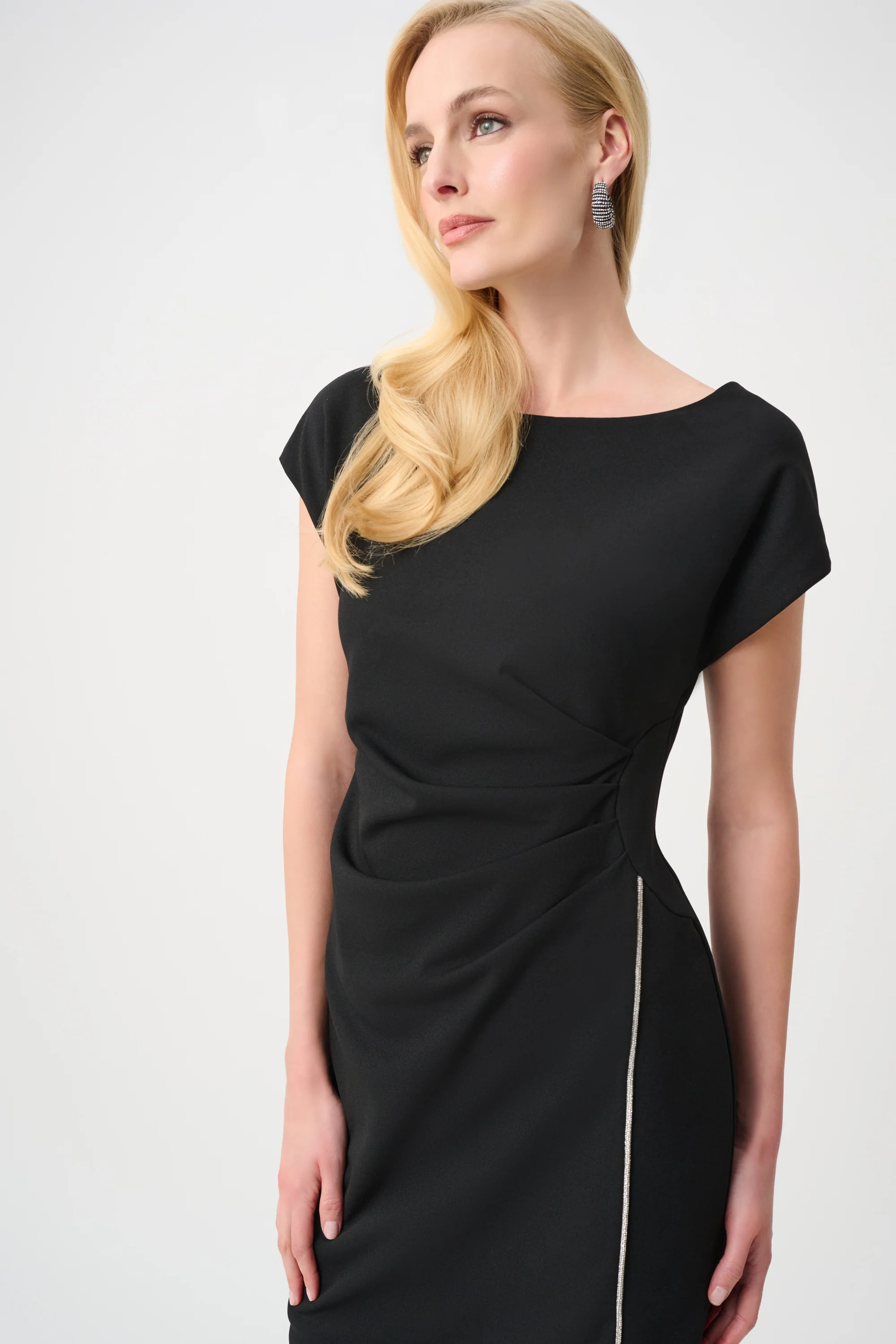 Joseph Ribkoff Sheath Dress With Rhinestones Piping Style 261713XF26 - Image 3