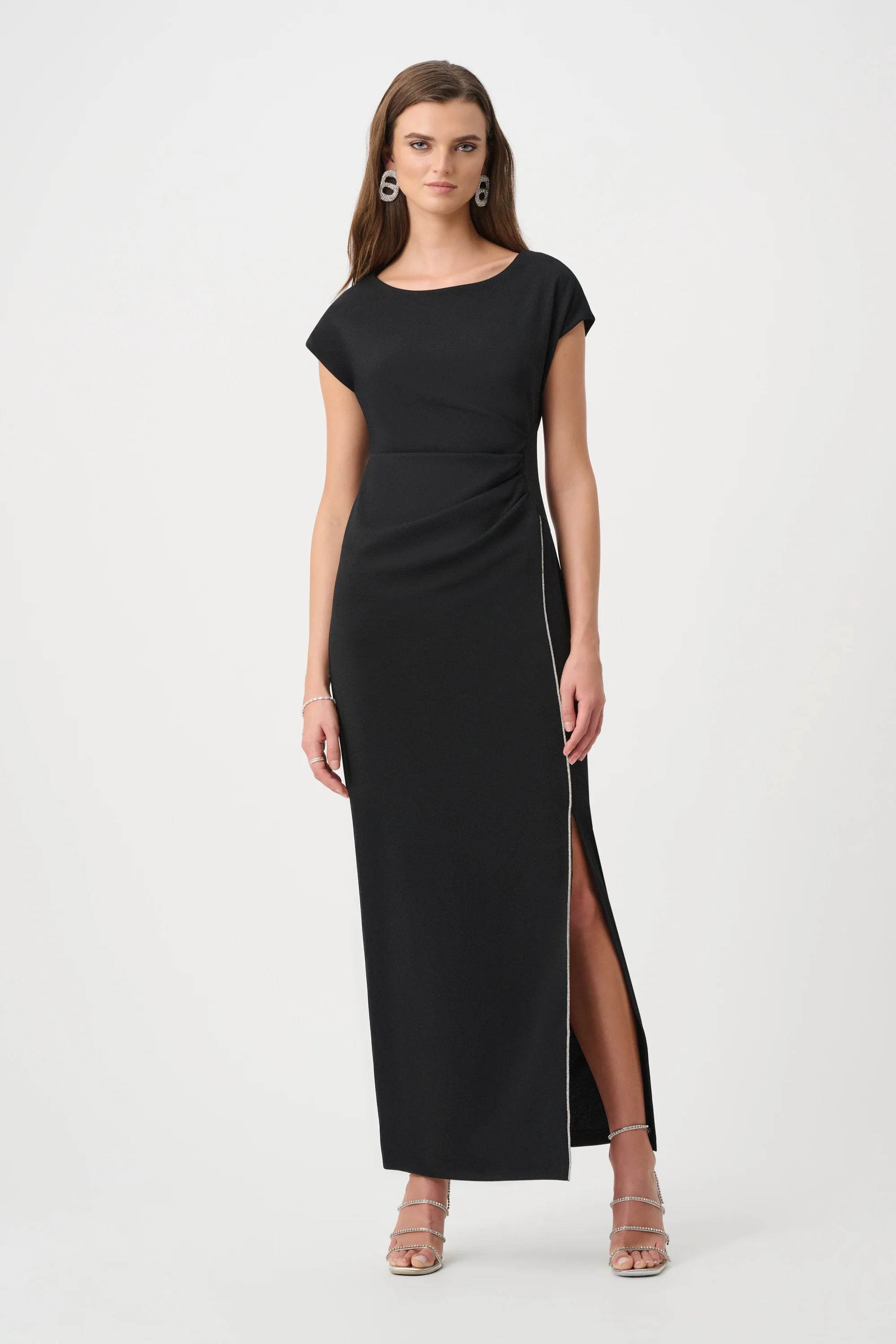 Joseph Ribkoff Sheath Gown With Rhinestones Piping Style 261713F26