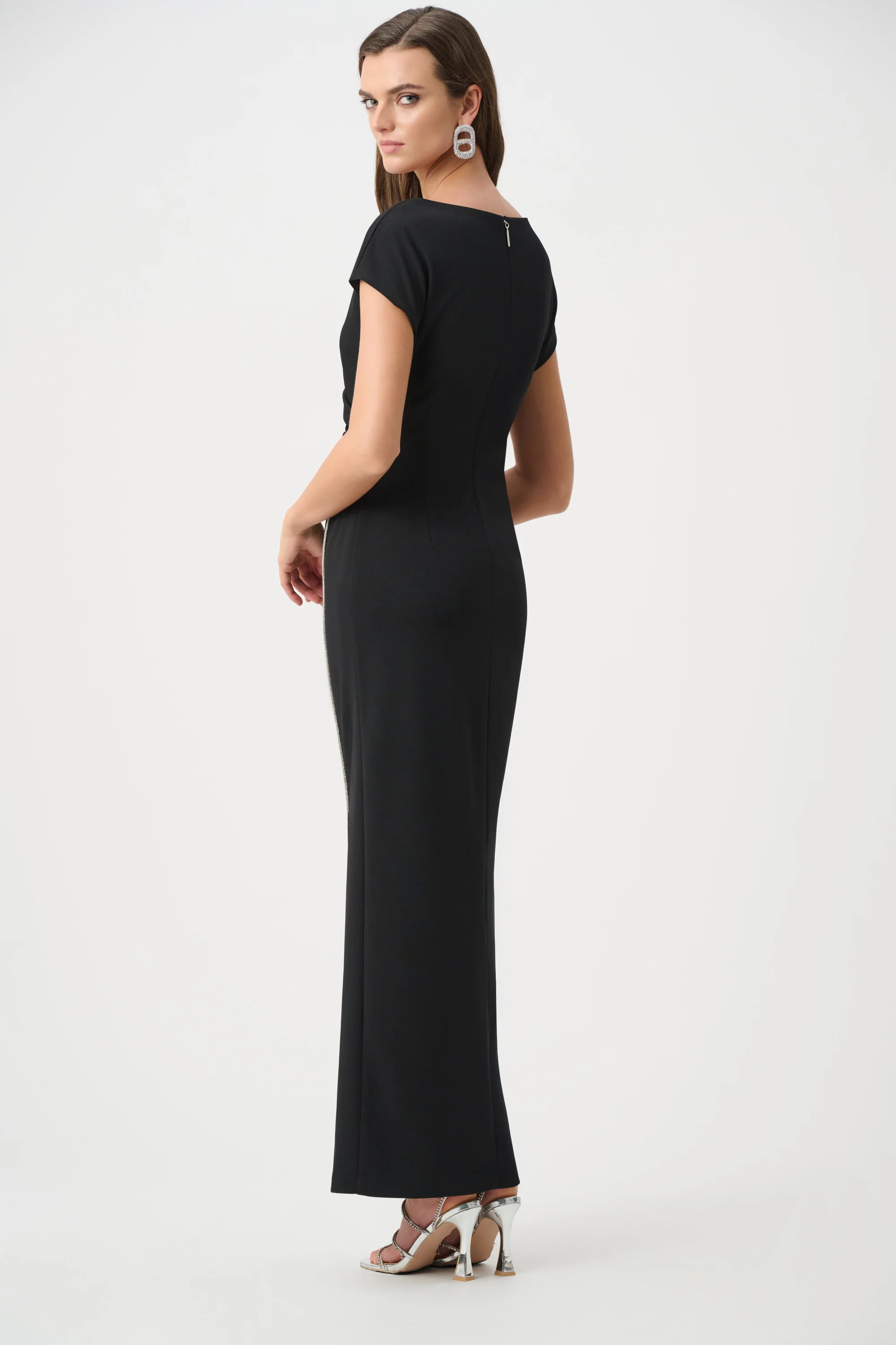 Joseph Ribkoff Sheath Gown With Rhinestones Piping Style 261713F26 - Image 3