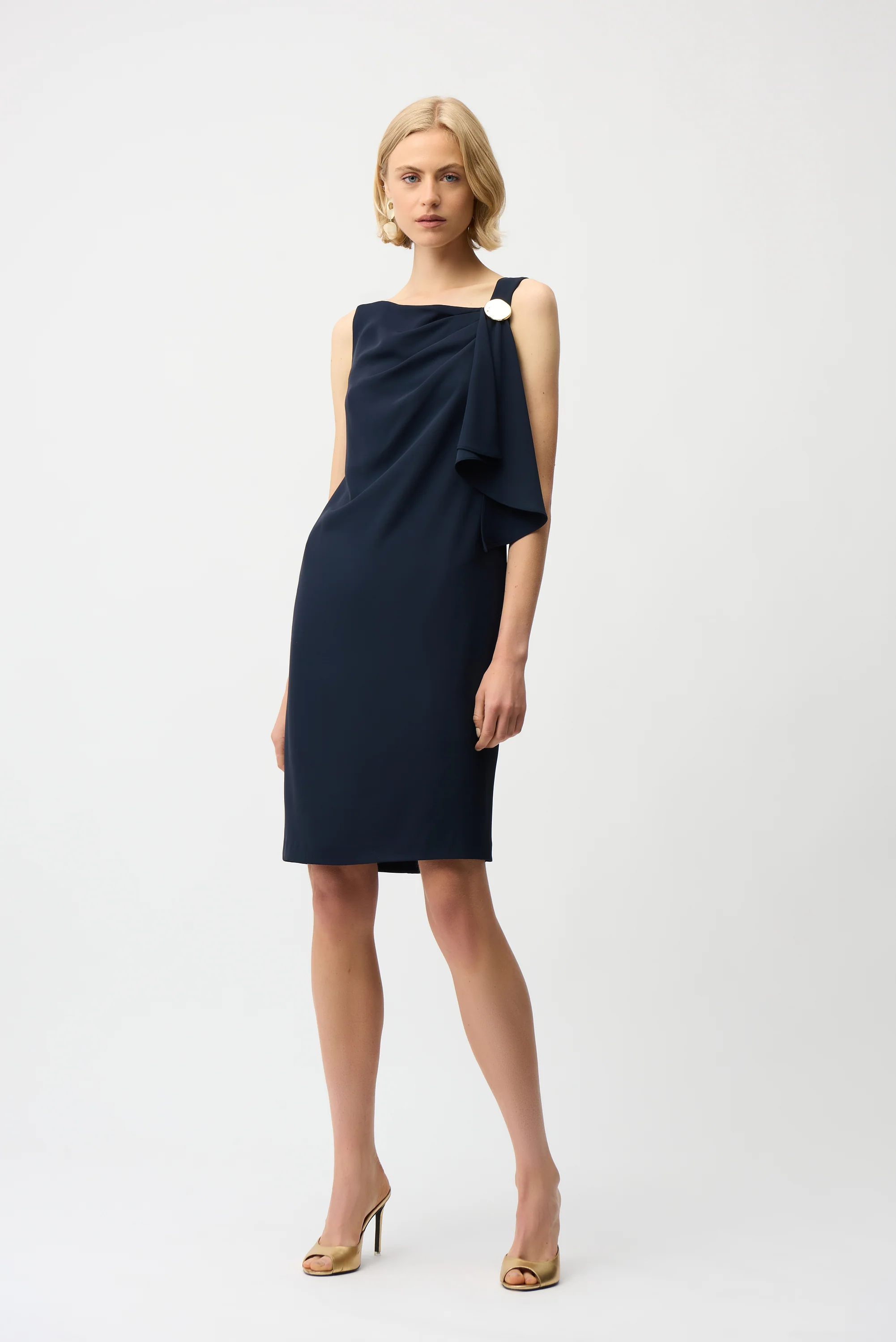 Joseph Ribkoff Shift Dress With Asymmetrical Neckline Style 261134