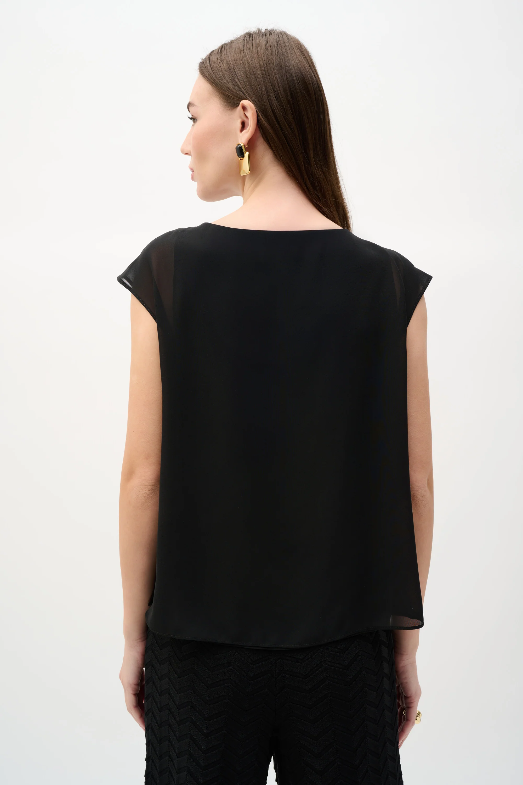 Joseph Ribkoff Short Sleeve Chiffon Pleated Top Style 262068 - Image 3